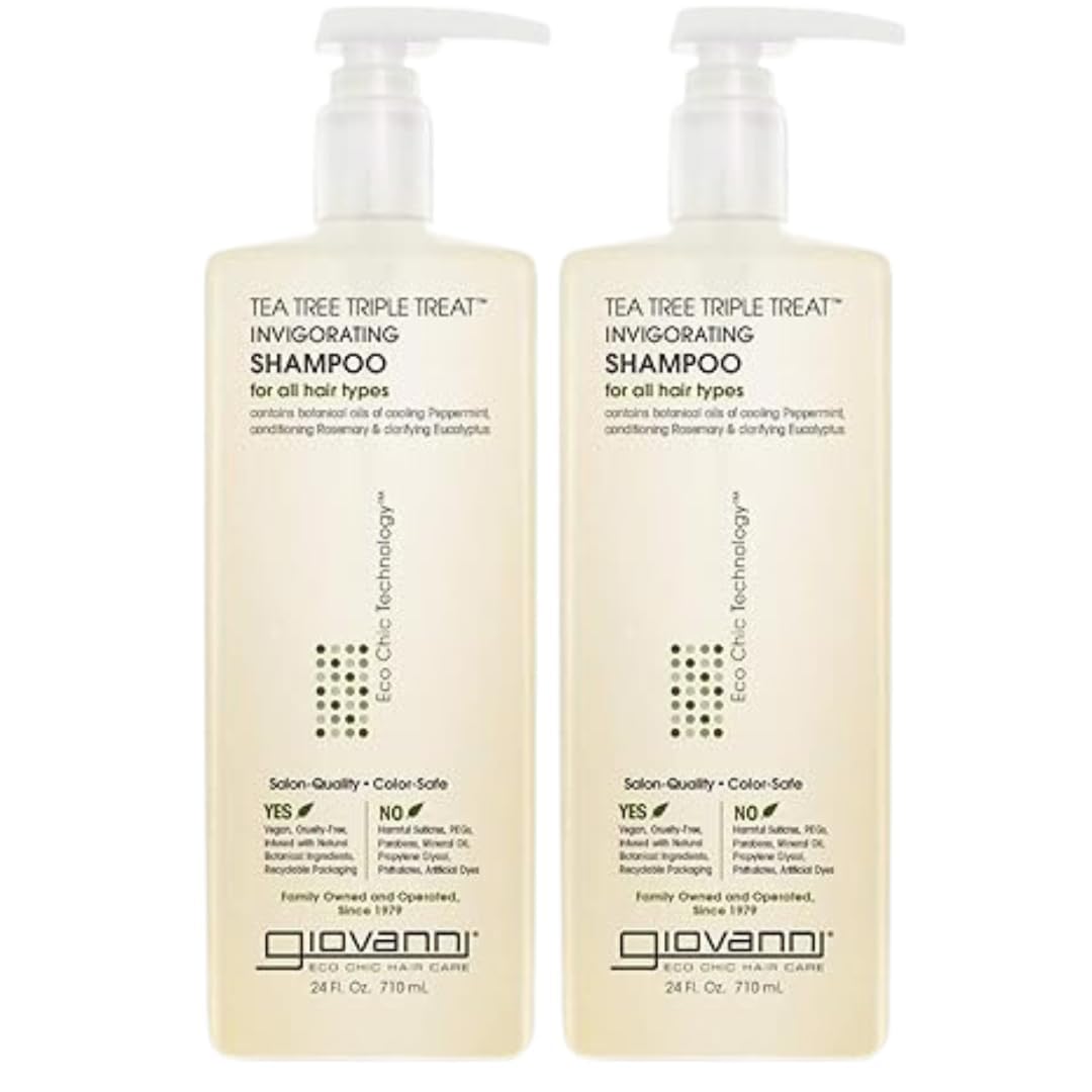 GIOVANNI Tea Tree Triple Treat Invigorating Shampoo, Salon Quality, 24 oz