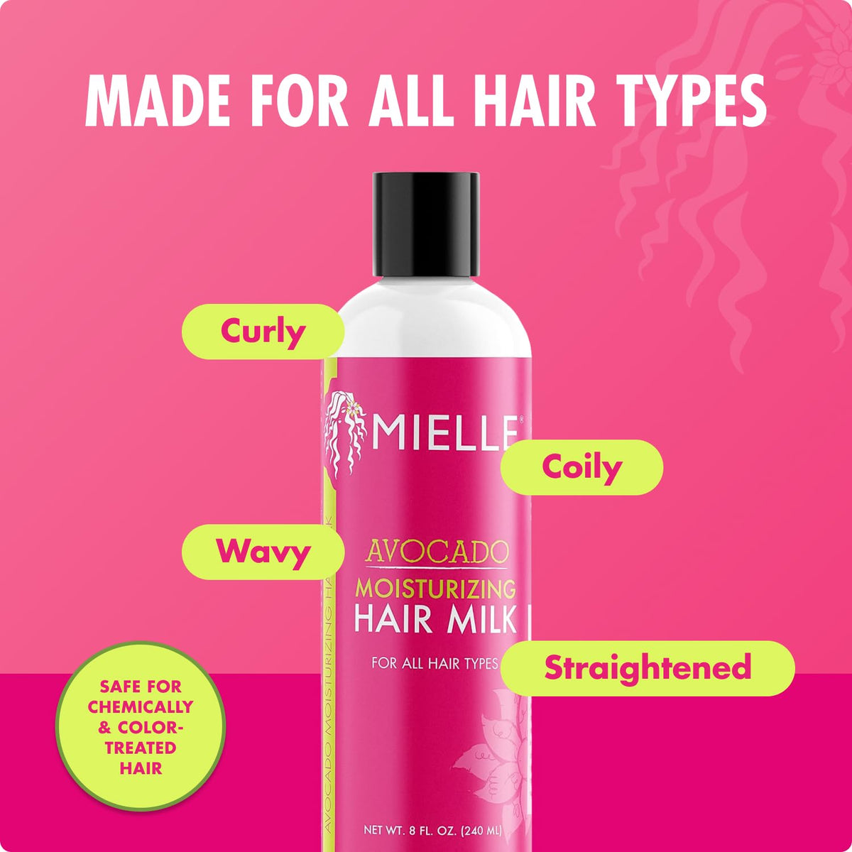 Mielle Organics Avocado Hair Milk for All Hair Types, Moisturizing Lotion for Dry Hair, 8 Ounces
