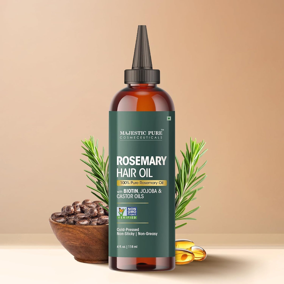 Majestic Pure Rosemary Hair Oil with Biotin - 4 Fl Oz