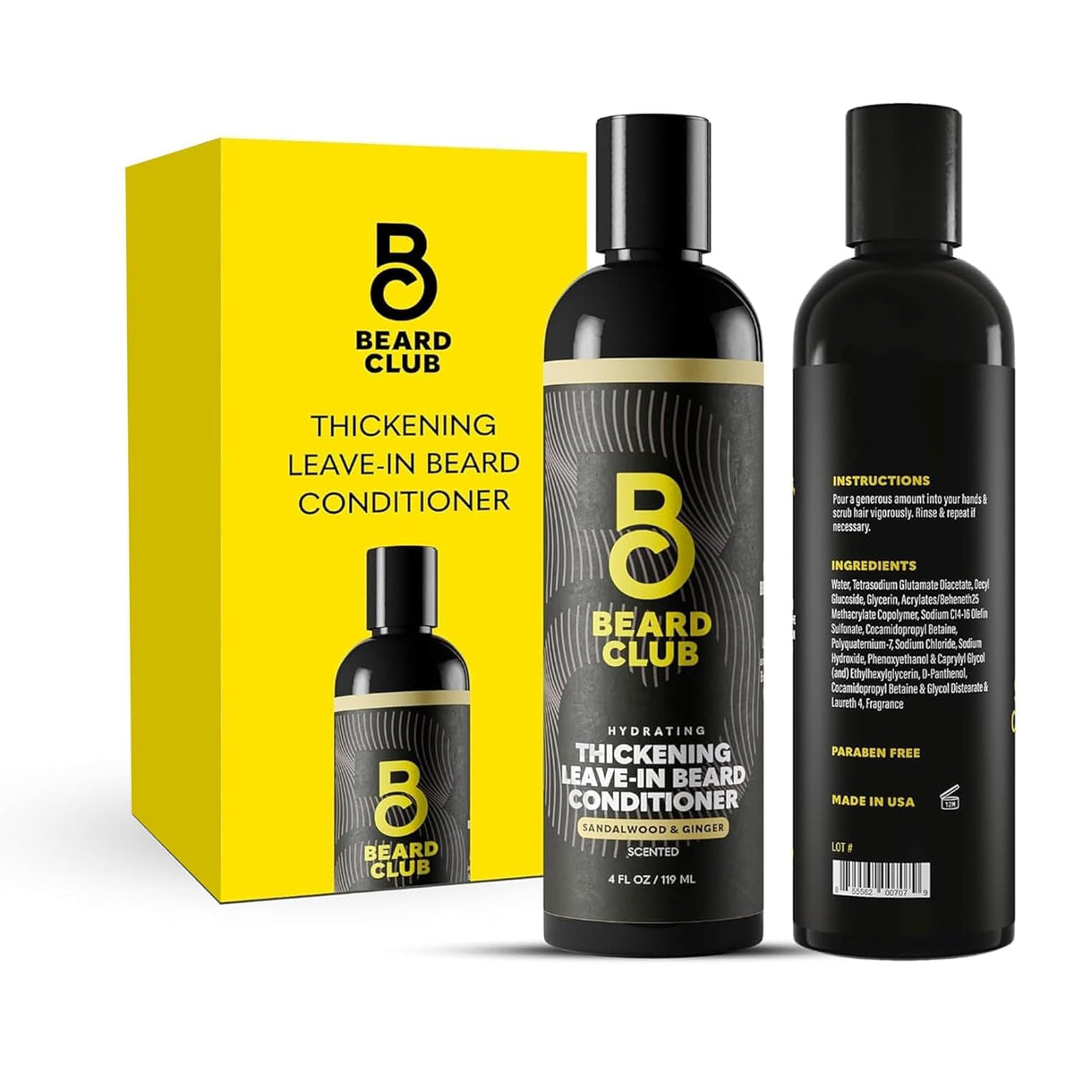 The Beard Club Biotin Beard Balm for Men - Beard Growth Shea Butter with Castor & Coconut Oil - Moisturizing, Hydrating and Softening Cream - Amber Cedar Scent - 4 oz
