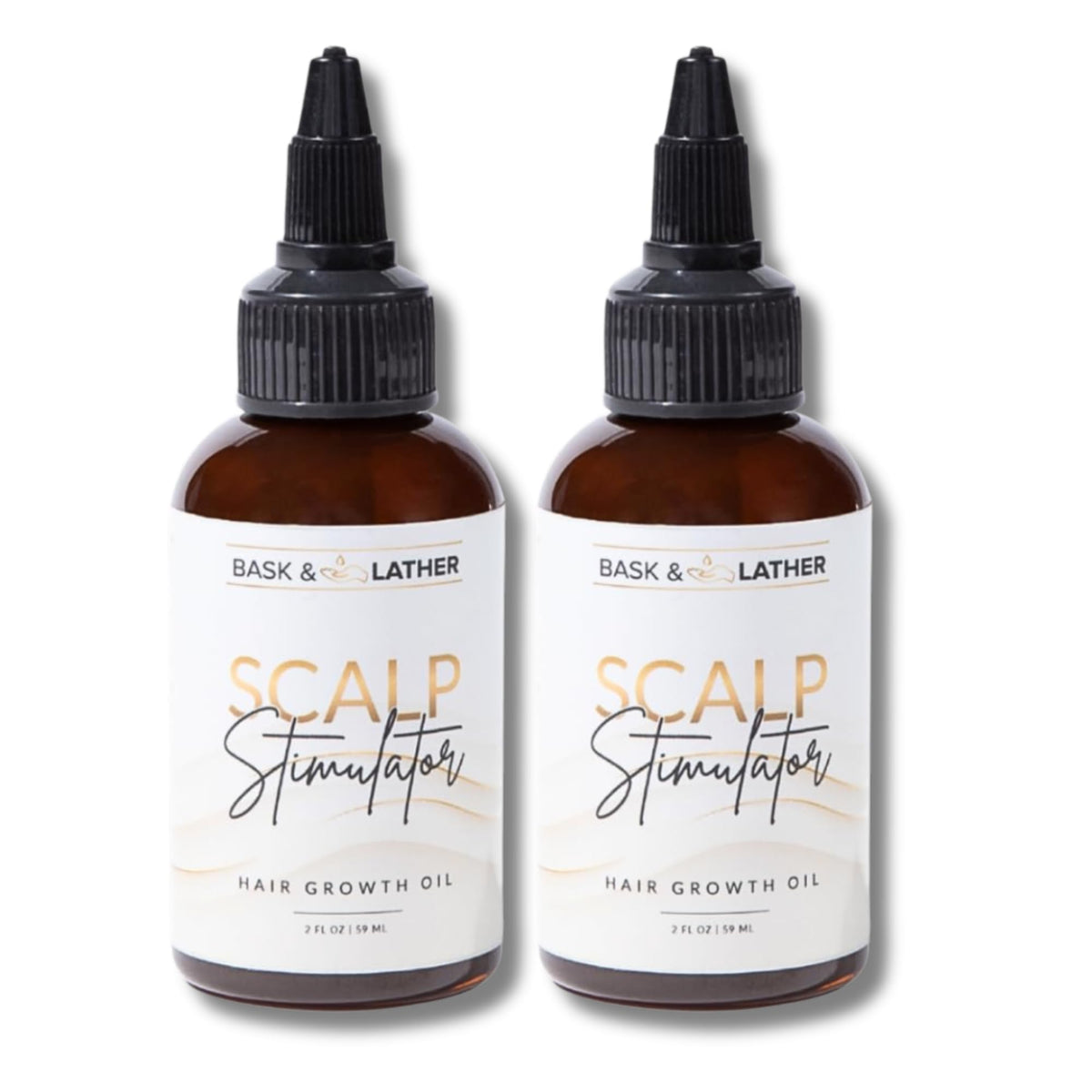 BASK & LATHER Scalp Stimulator Hair Growth Oil, Cold Pressed Mint and Rosemary Blend with Grapeseed for Hair Growth, Organic Natural Leave in, All Hair Types, 2 Fl Oz