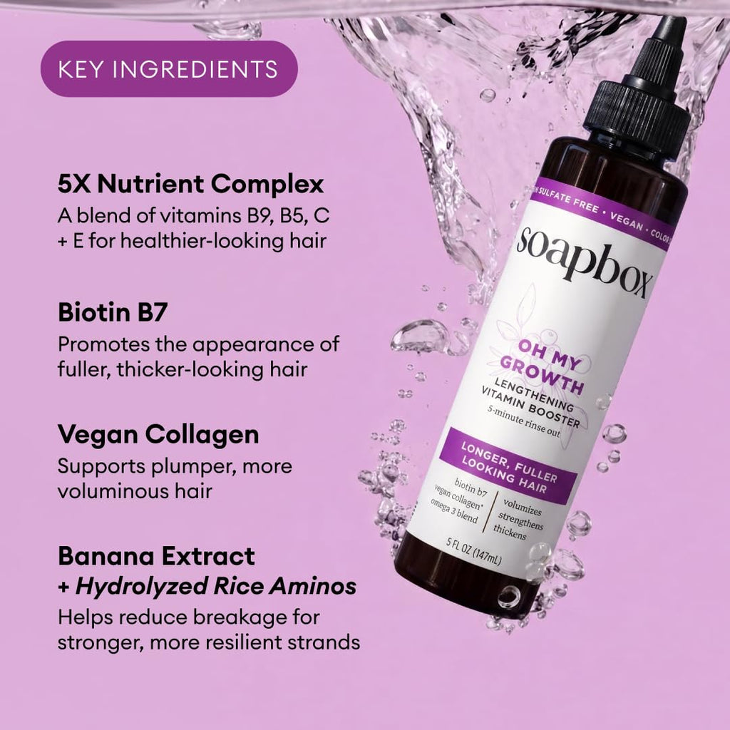 Soapbox Oh My Growth Hair Treatment, Vitamin Booster for Thicker Hair, 5 oz