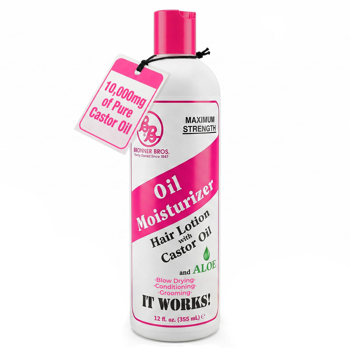 Bronner Bros Oil Moisturizer Hair Lotion with 10,000mg Castor Oil, 12 oz