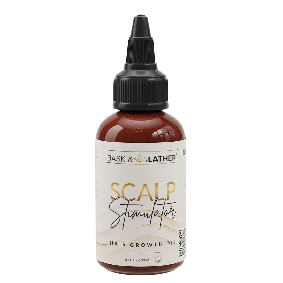 BASK & LATHER Scalp Stimulator Hair Growth Oil, Cold Pressed Mint and Rosemary Blend with Grapeseed for Hair Growth, Organic Natural Leave in, All Hair Types, 2 Fl Oz