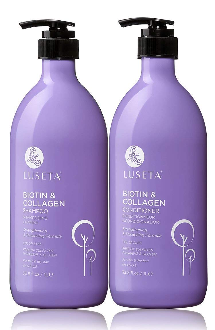 Luseta Biotin and Collagen Hair Growth Shampoo - 16.9oz, Hair Loss & Thickening Shampoo for Men & Women, Vitamin B7 & Argan Oil, Sulfate & Paraben Free
