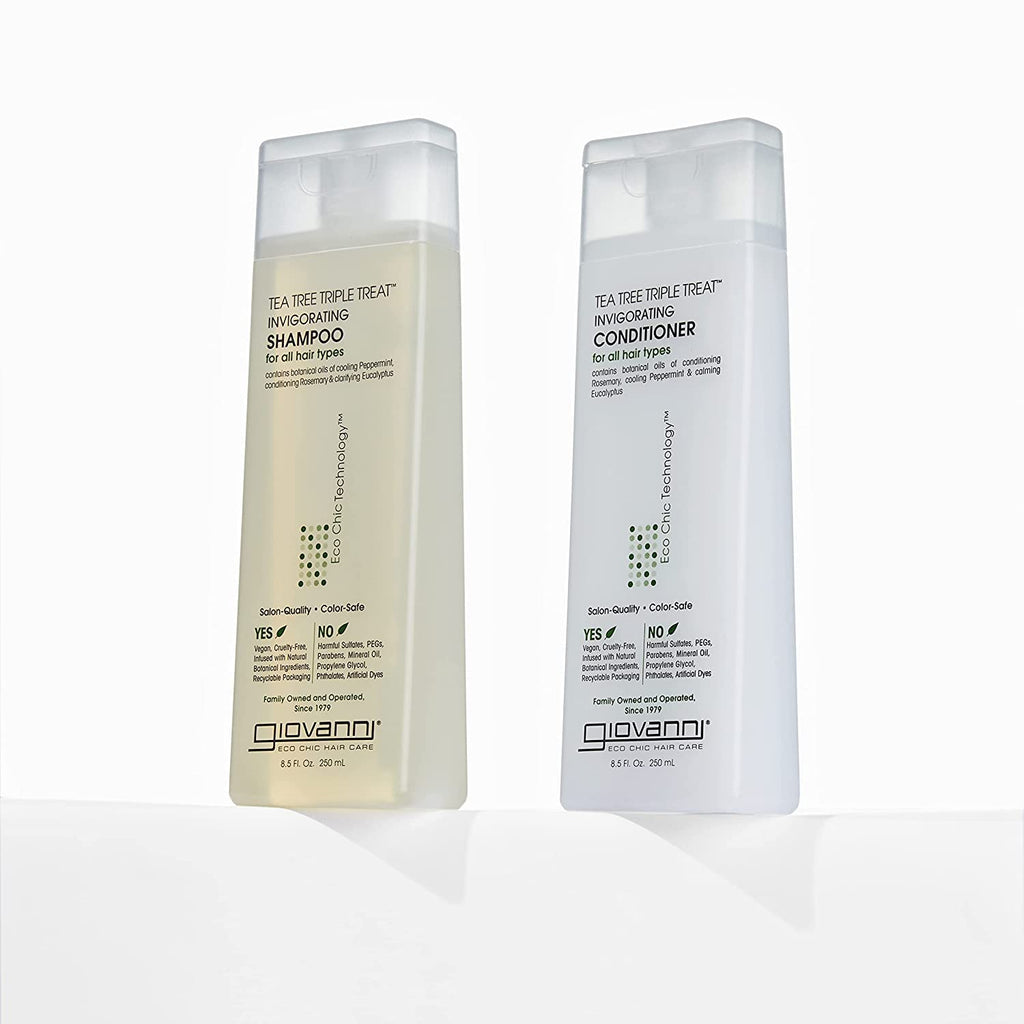 GIOVANNI Tea Tree Triple Treat Invigorating Shampoo, Salon Quality, 24 oz