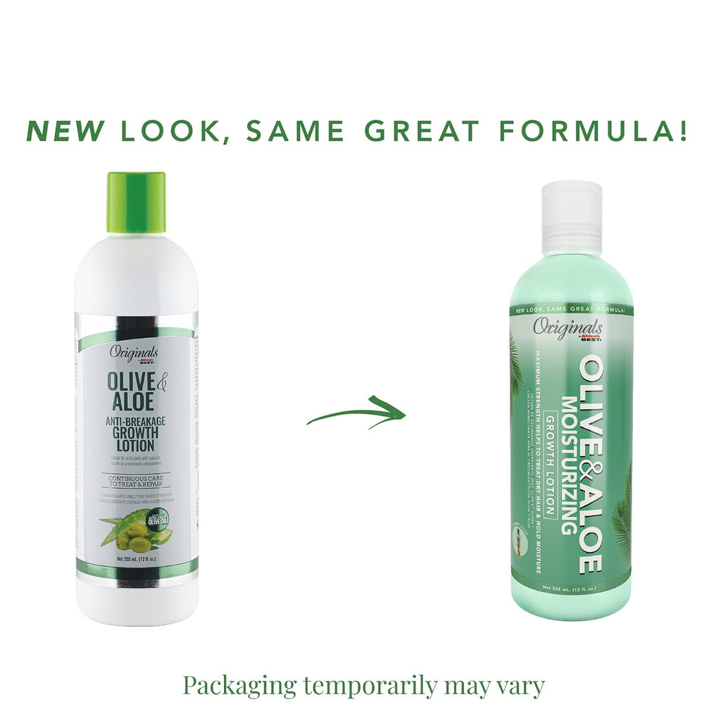 Originals by Africa's Best Olive & Aloe Moisturizing Growth Lotion, Ultimate Hydration Finishing Step, For All Hair Types and Textures, Petroleum & Mineral Oil Free, 12 oz