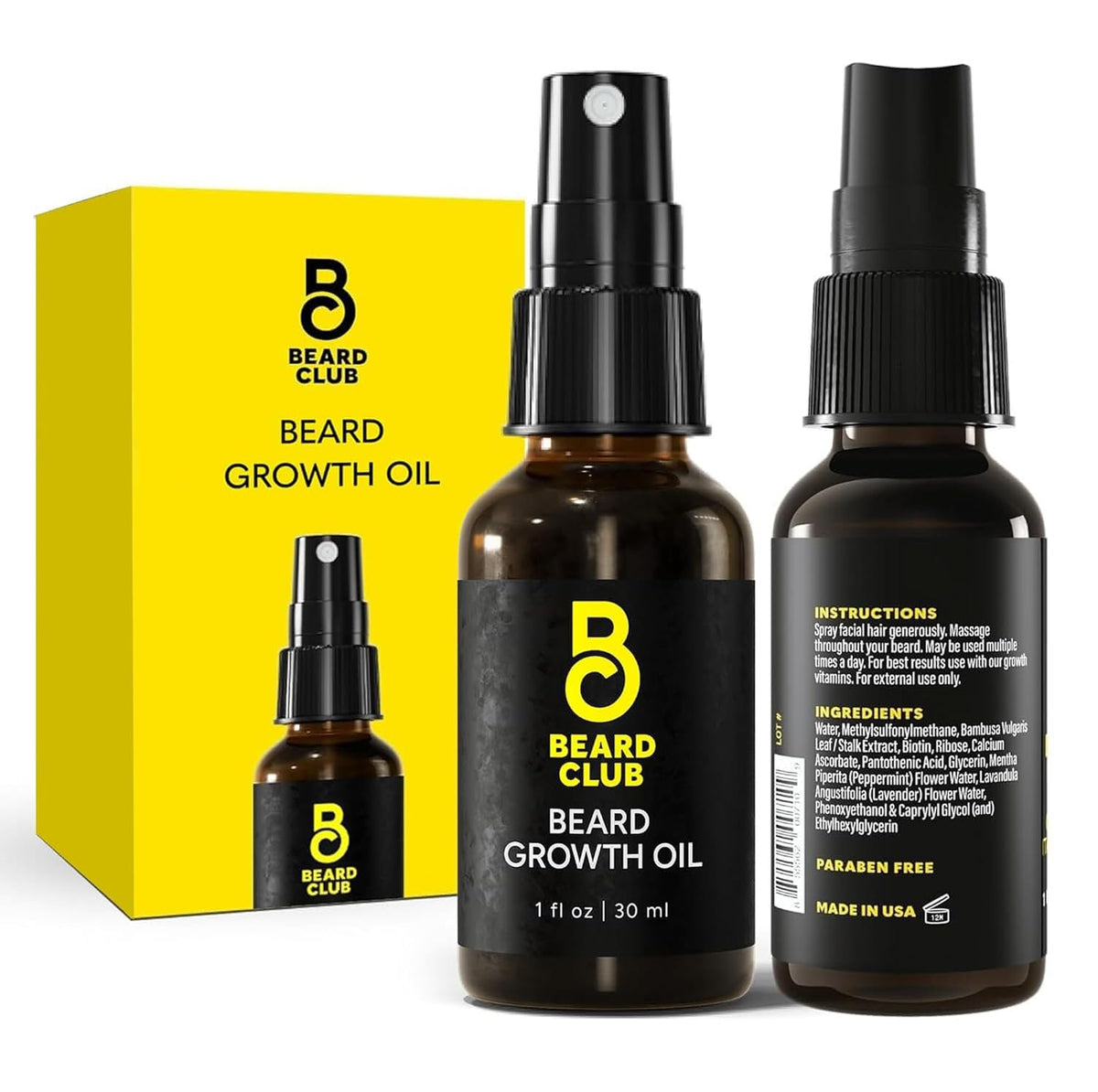 The Beard Club Biotin Beard Balm for Men - Beard Growth Shea Butter with Castor & Coconut Oil - Moisturizing, Hydrating and Softening Cream - Amber Cedar Scent - 4 oz