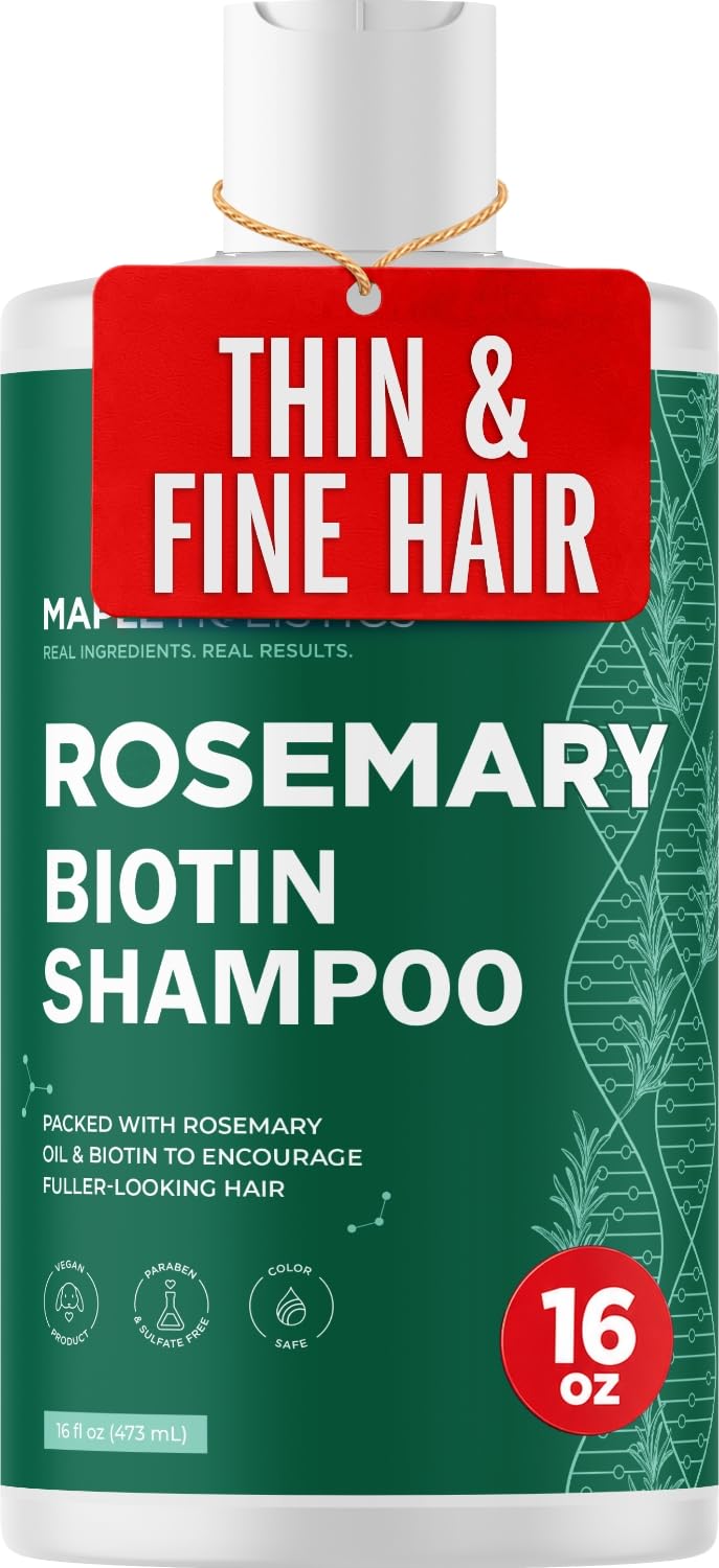 Rosemary and Biotin Shampoo for Thinning Hair - Vegan Volumizing Shampoo for Fine Hair with B Vitamins Argan Oil & Tea Tree Essential Oil - Paraben Silicone and Sulfate Free Vegan Formula (8 Fl Oz)
