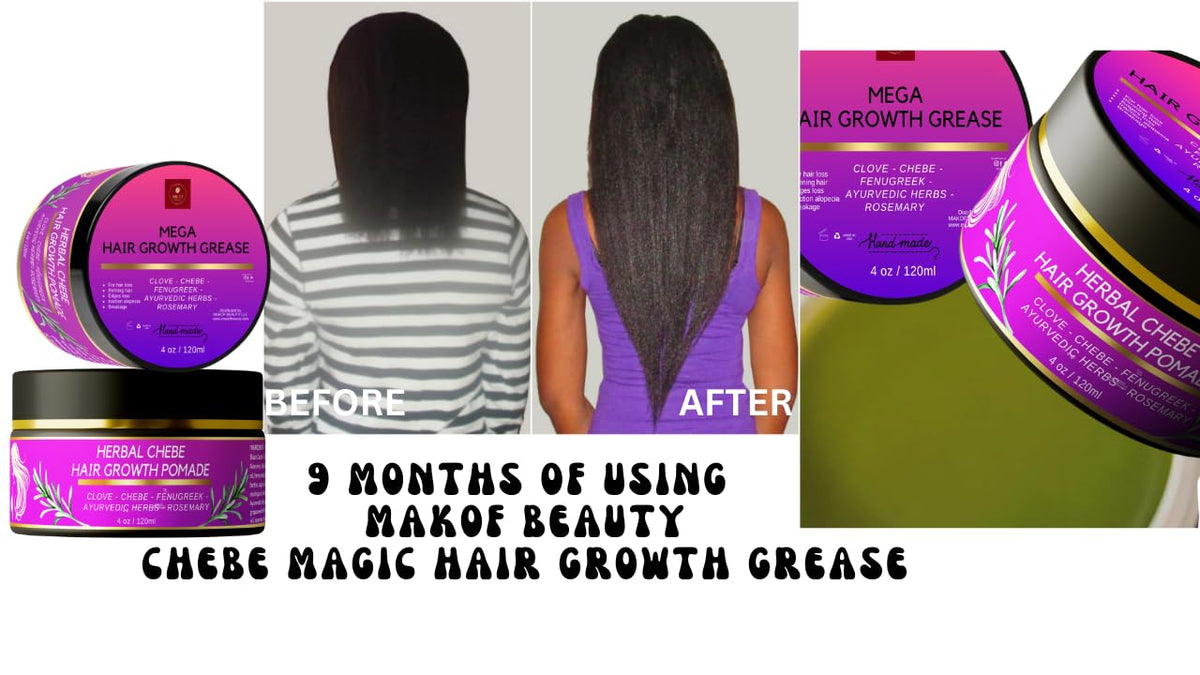 MAKOF BEAUTY Chebe Hair Growth Grease - Herbal Pomade with Clove, Fenugreek, Rosemary, Moringa & Ayurvedics Herbs for Hair Loss, Edges & Thinning Hair 4oz