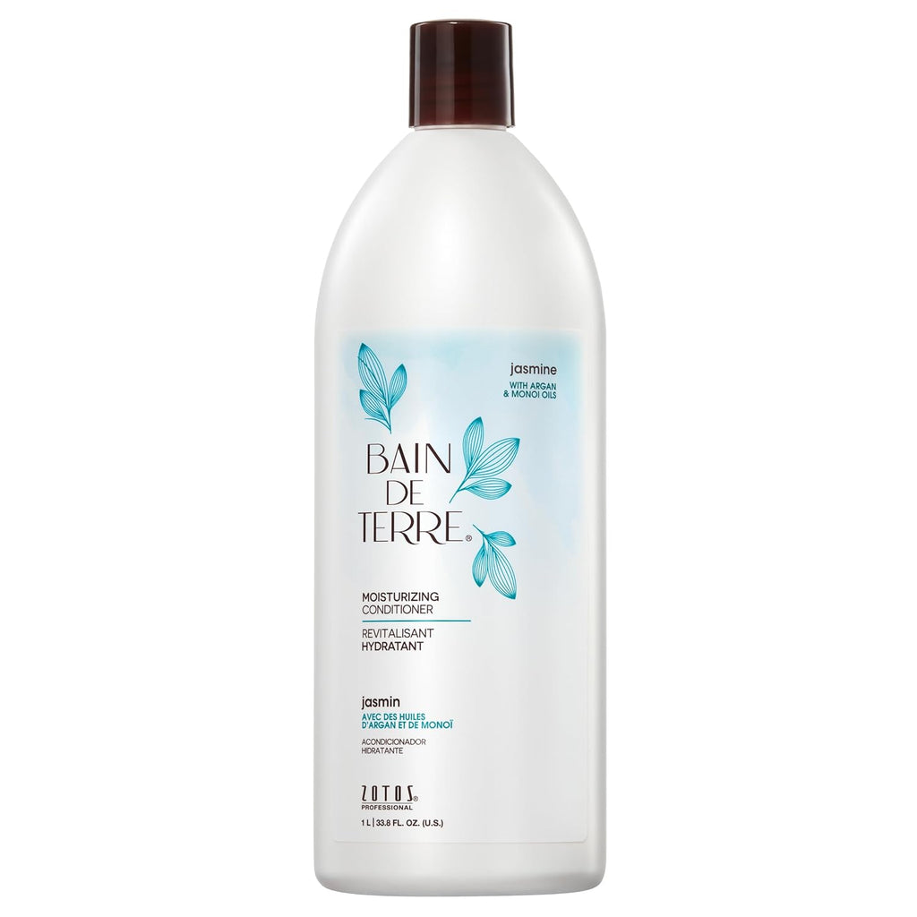 Bain de Terre Jasmine Moisturizing Conditioner, Rich Hydration for Dry Hair, with Argan & Monoi Oils, Paraben-Free, Color-Safe, Vegan