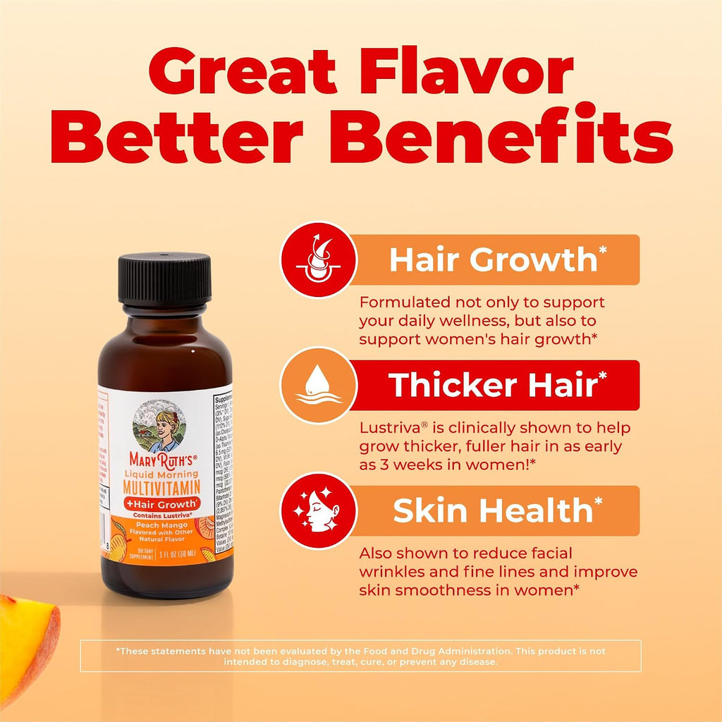 MARYRUTH'S Liquid Multivitamin + Hair Growth Travel Pack, 1 Fl Oz, 8 Pack