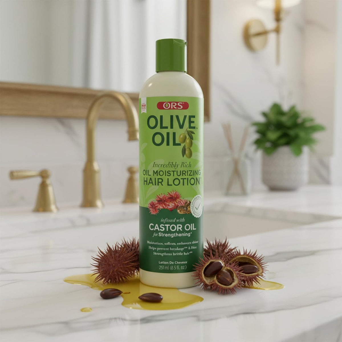 ORS Olive Oil Incredibly Rich Moisturizing Hair Lotion with Castor Oil 8.5 Ounces (Pack of 3)