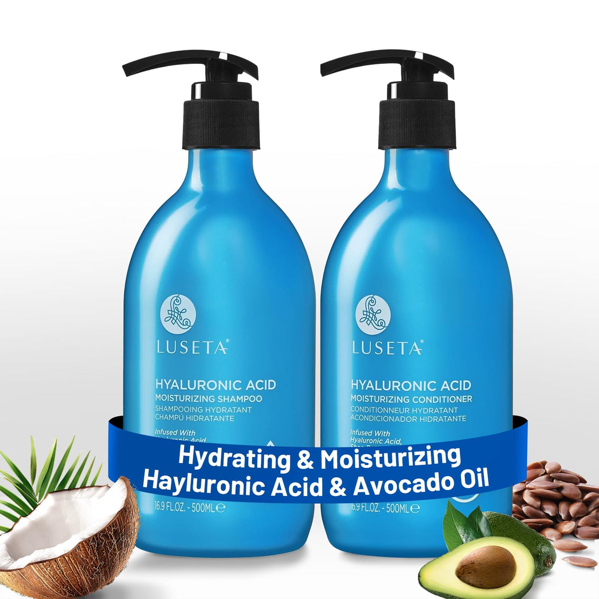 Luseta Biotin and Collagen Hair Growth Shampoo - 16.9oz, Hair Loss & Thickening Shampoo for Men & Women, Vitamin B7 & Argan Oil, Sulfate & Paraben Free