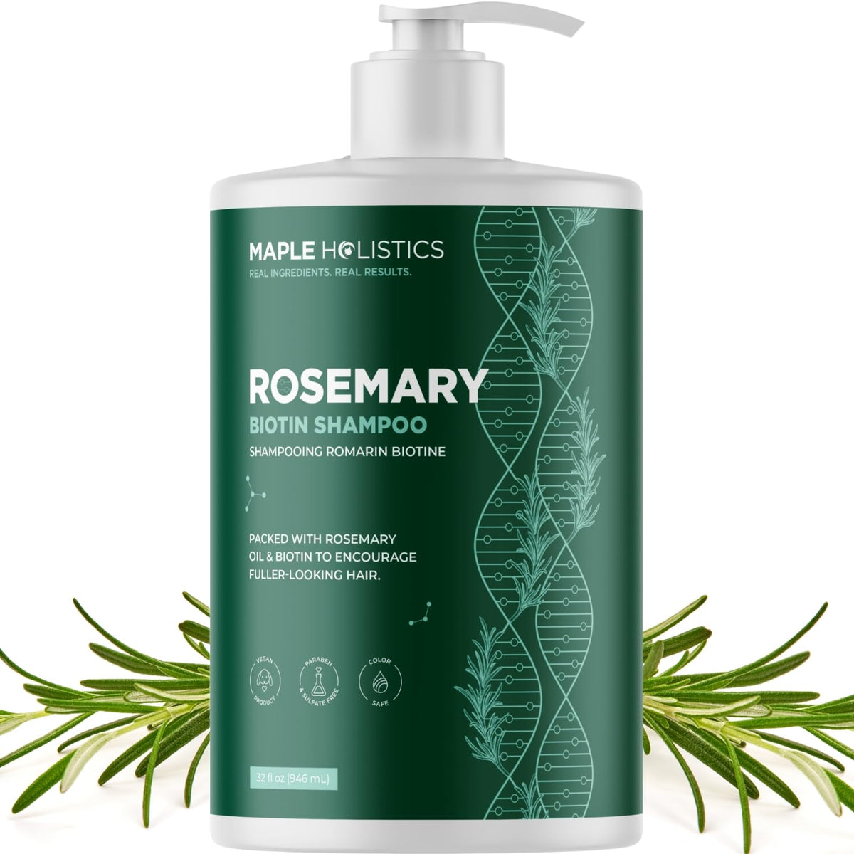 Rosemary and Biotin Shampoo for Thinning Hair - Vegan Volumizing Shampoo for Fine Hair with B Vitamins Argan Oil & Tea Tree Essential Oil - Paraben Silicone and Sulfate Free Vegan Formula (8 Fl Oz)