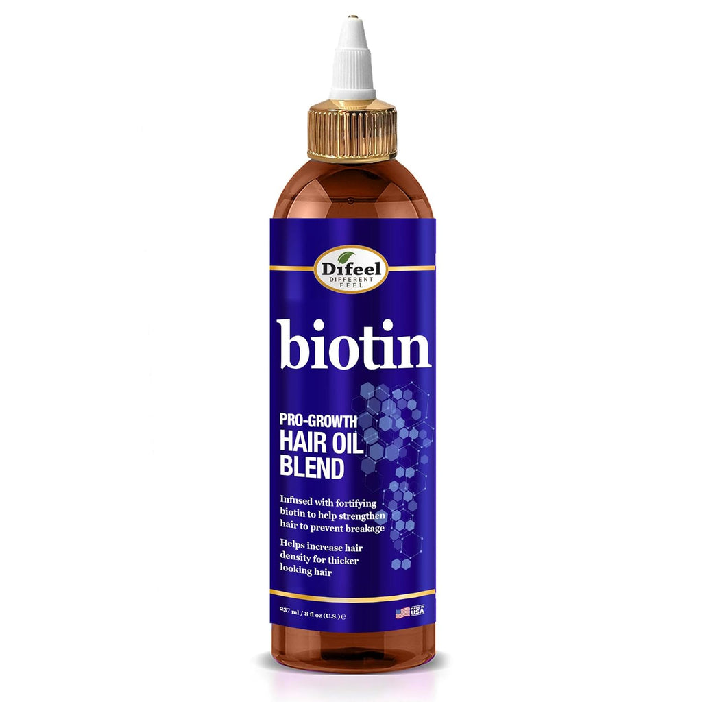 Difeel Biotin Pro-Growth Hair Oil Blend, 8 oz – Strengthens & Helps Reduce Breakage, Supports Thicker-Looking Hair, Lightweight Nourishing Formula, Made in USA