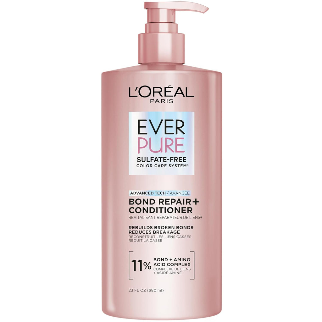 L'Oreal Paris Sulfate Free Bond Repair+ Conditioner, Hair Conditioner with Bond + Amino Acid Complex, Strengthens and Repairs Damaged or Color Treated Hair, EverPure, 23 Fl Oz (Packaging May Vary)