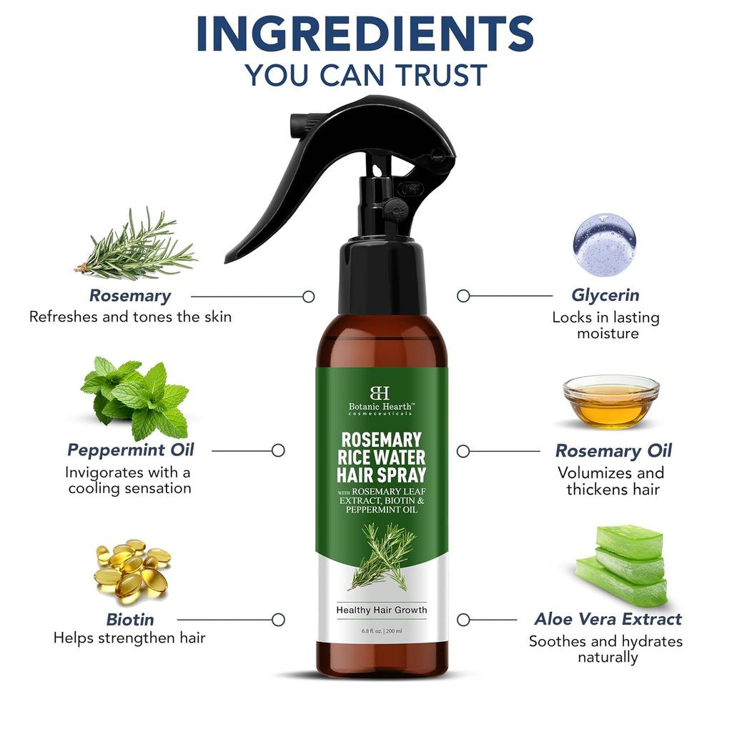 Botanic Hearth Rosemary & Rice Water Hair Growth Spray - 6.8 Fl oz