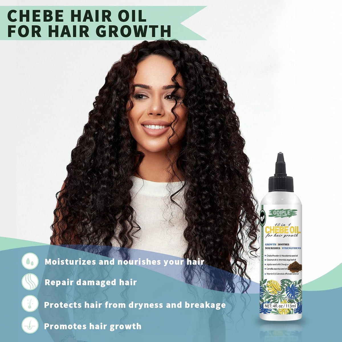 WOZUTUNT 4 FL OZ Natural Chebe Hair Oil for Hair Growth, Moisturizer for Scalp, for All Hair Types