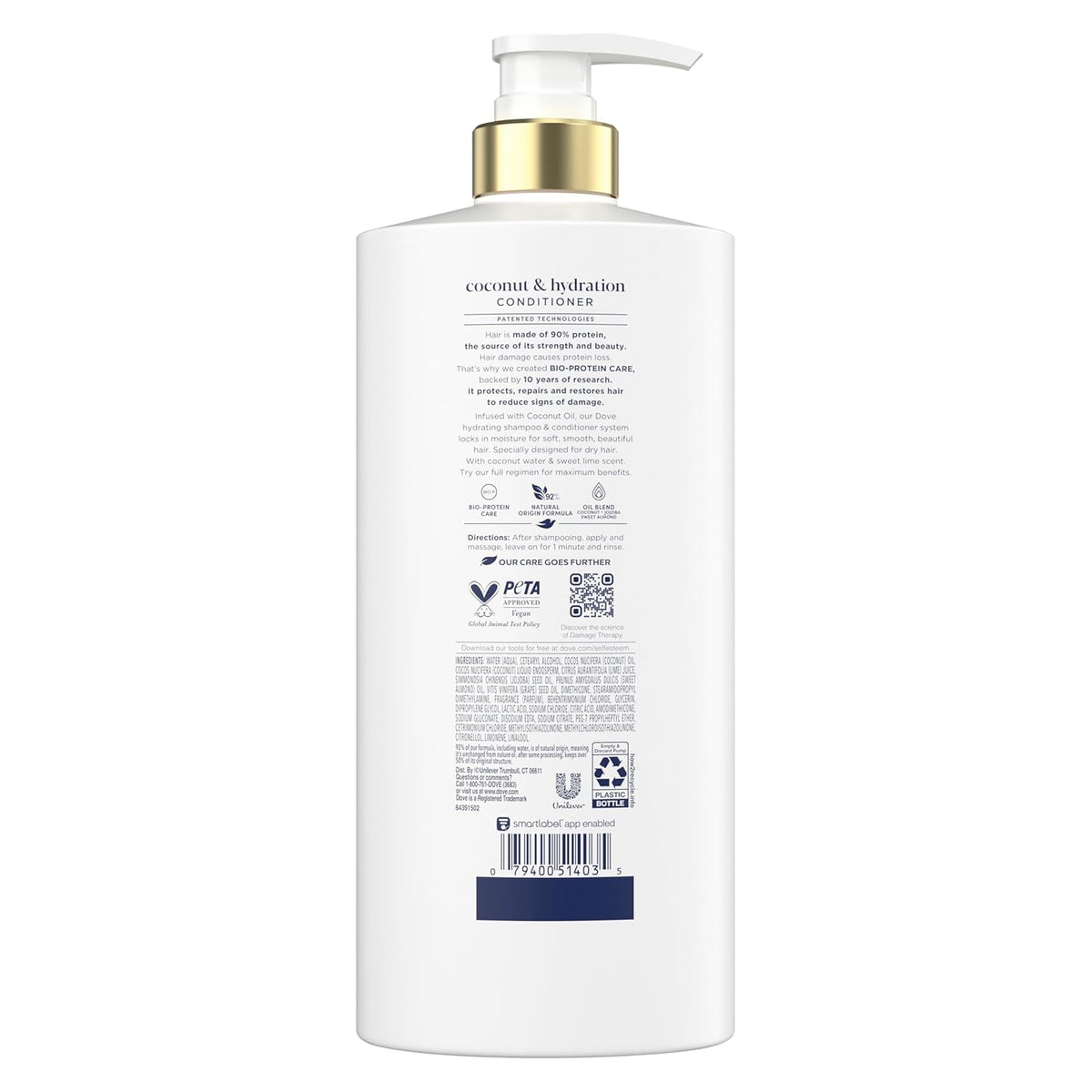 Dove Conditioner Coconut & Hydration for Dry Hair Care, 28 Fl Oz