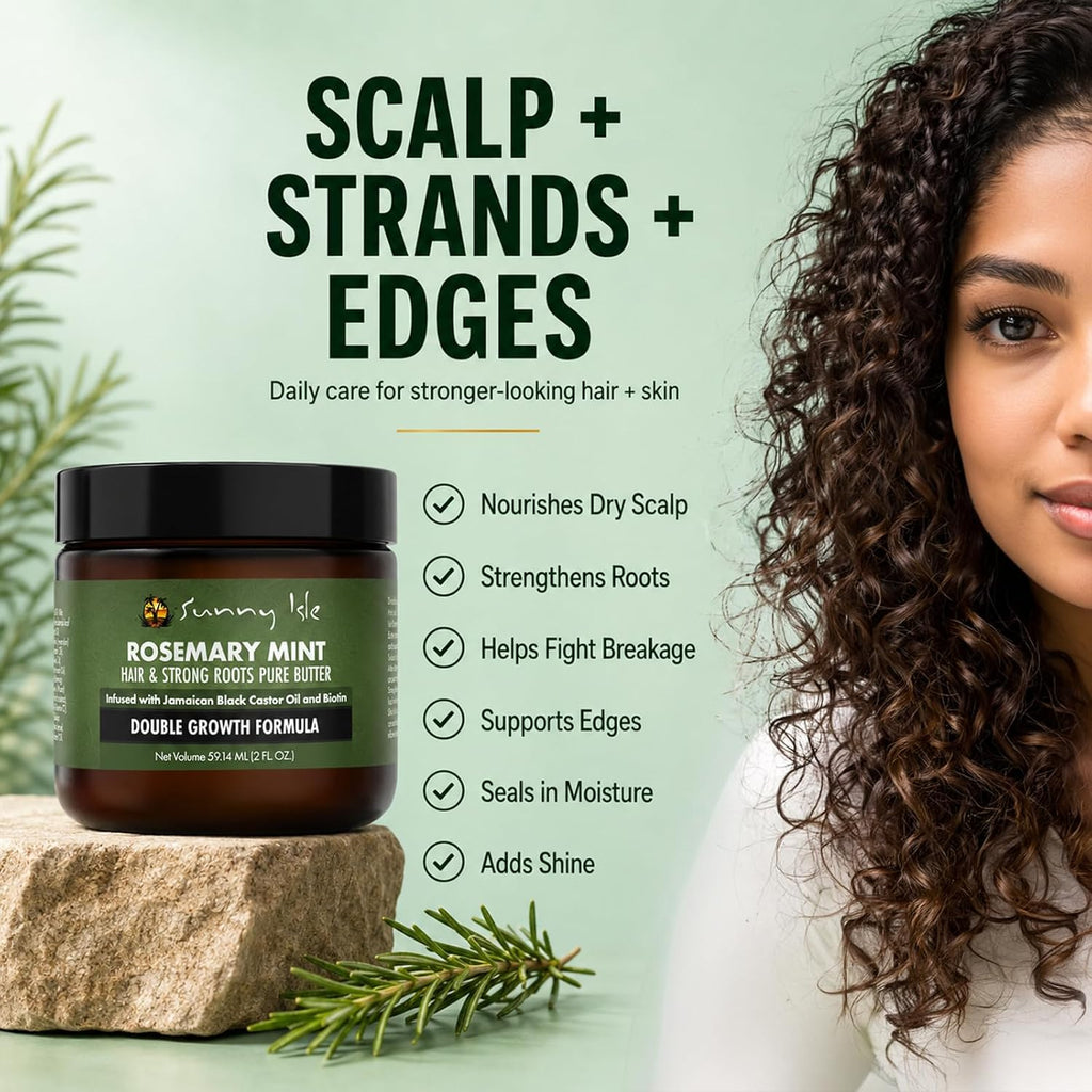Sunny Isle Rosemary Mint Hair & Strong Roots Pure Butter 2oz
