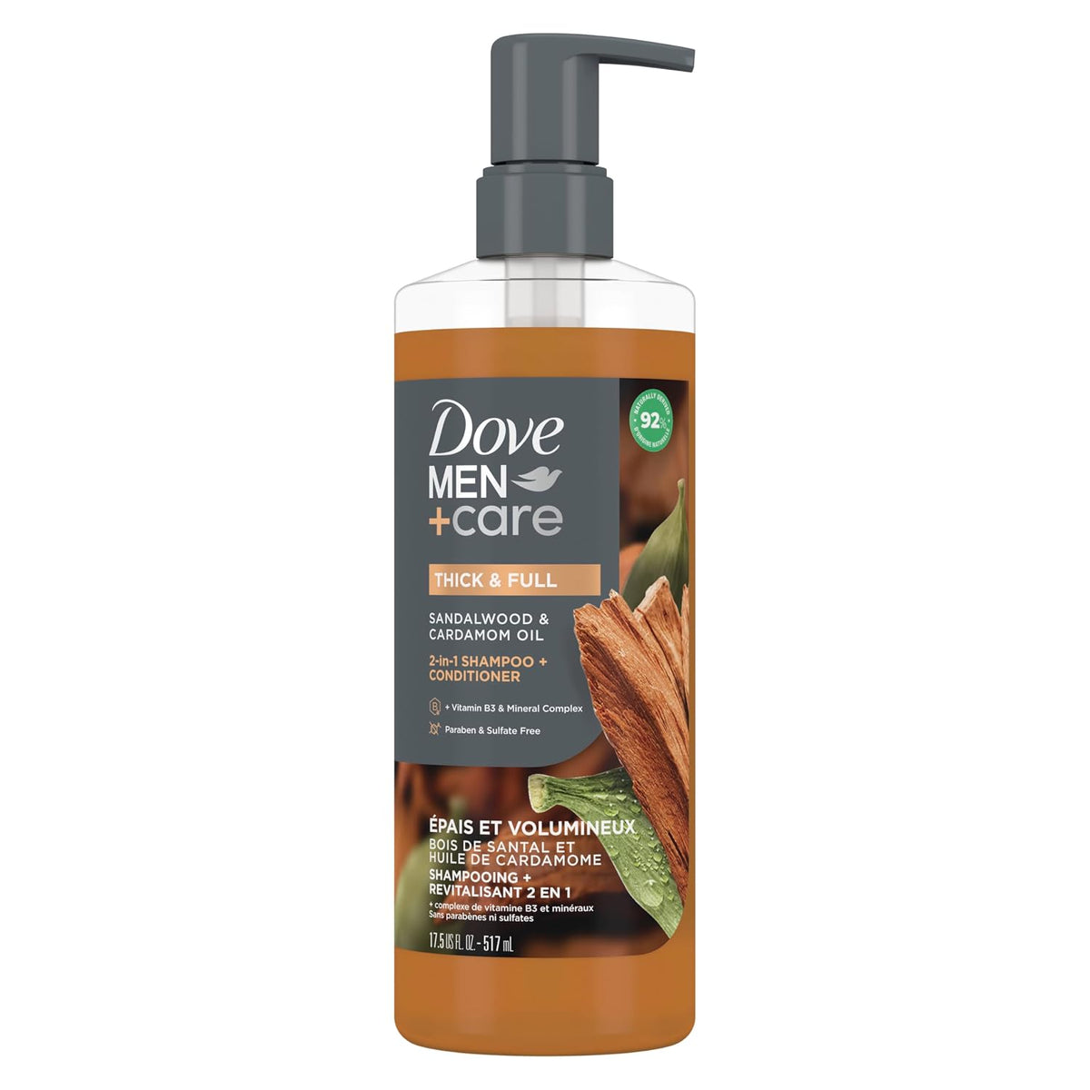 Dove Men+Care Thick & Full 2-in-1 Shampoo & Conditioner + Sandalwood 17.5oz