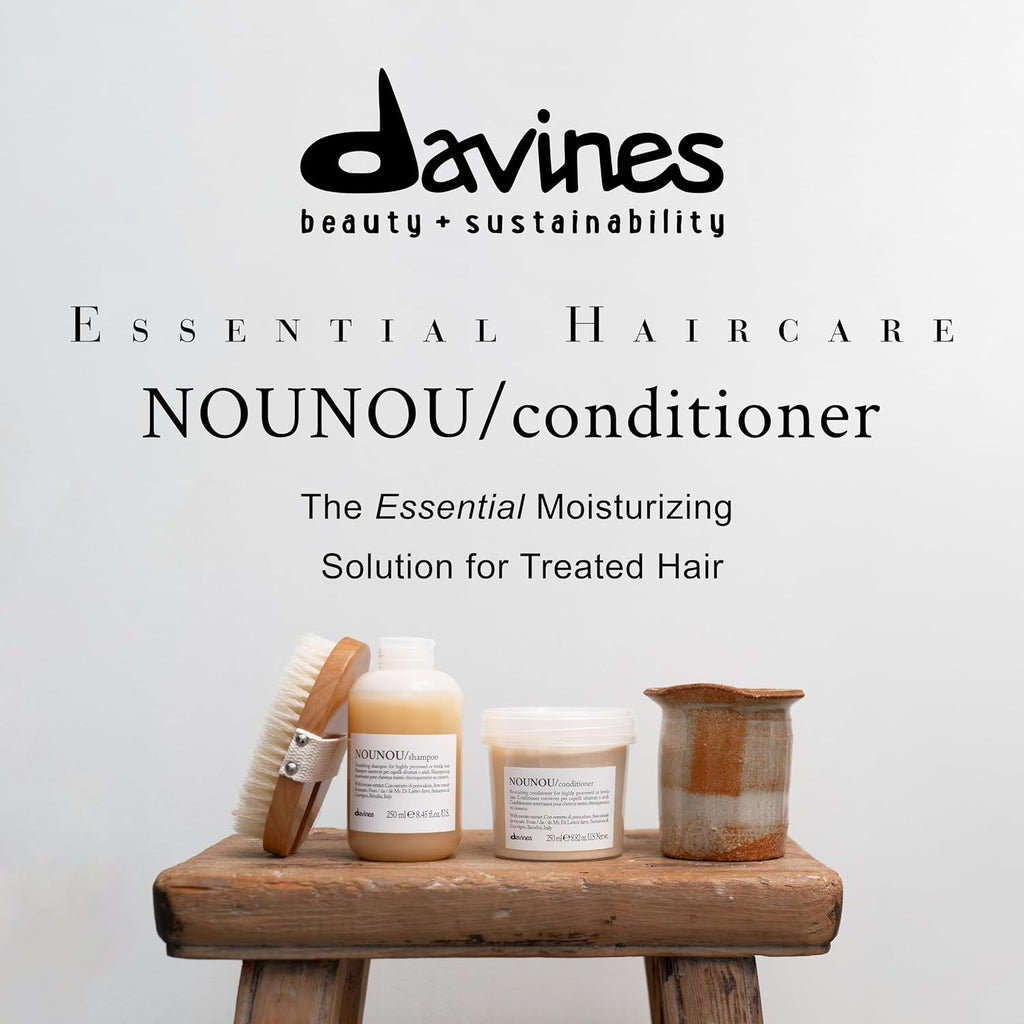Davines NOUNOU/Conditioner, Nourishing & Repairing Formula for Damaged, Processed or Brittle Hair - Restores Body & Shine with Lupin - Untangles & Softens Chemically Treated Hair