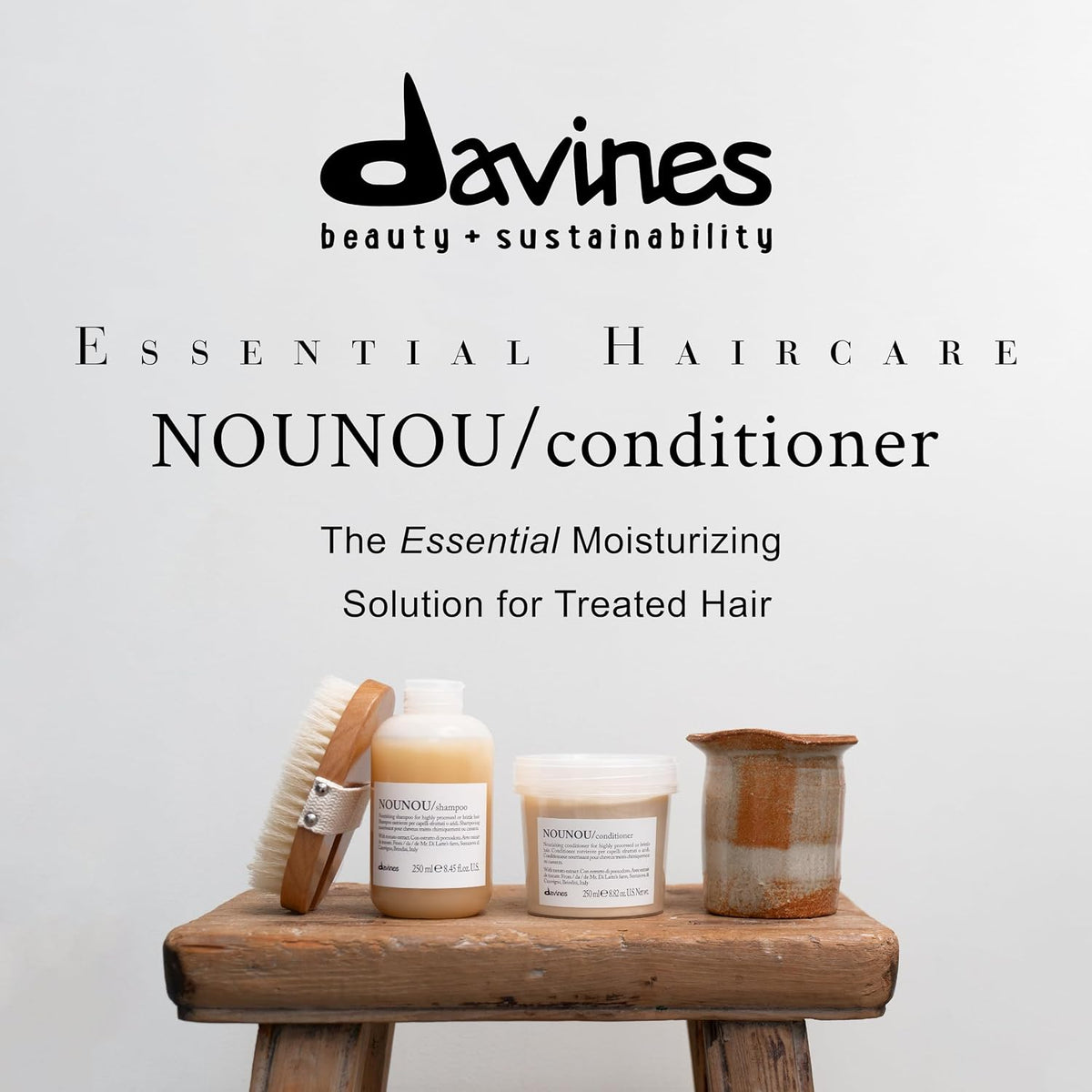 Davines NOUNOU/Conditioner, Nourishing & Repairing Formula for Damaged, Processed or Brittle Hair - Restores Body & Shine with Lupin - Untangles & Softens Chemically Treated Hair