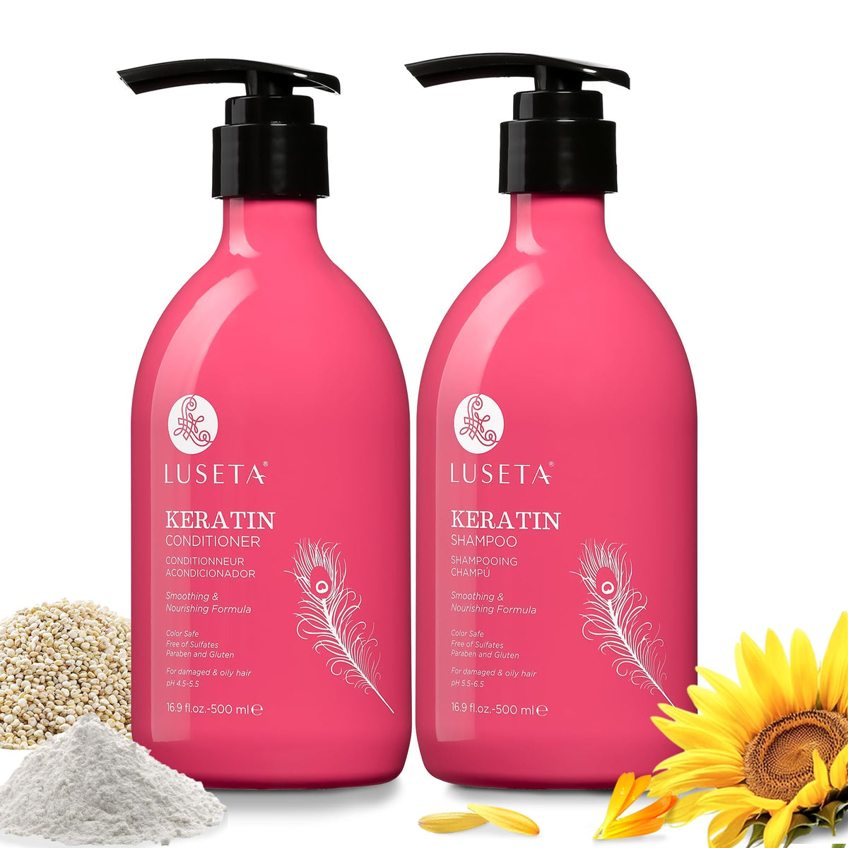 Luseta Biotin and Collagen Hair Growth Shampoo - 16.9oz, Hair Loss & Thickening Shampoo for Men & Women, Vitamin B7 & Argan Oil, Sulfate & Paraben Free