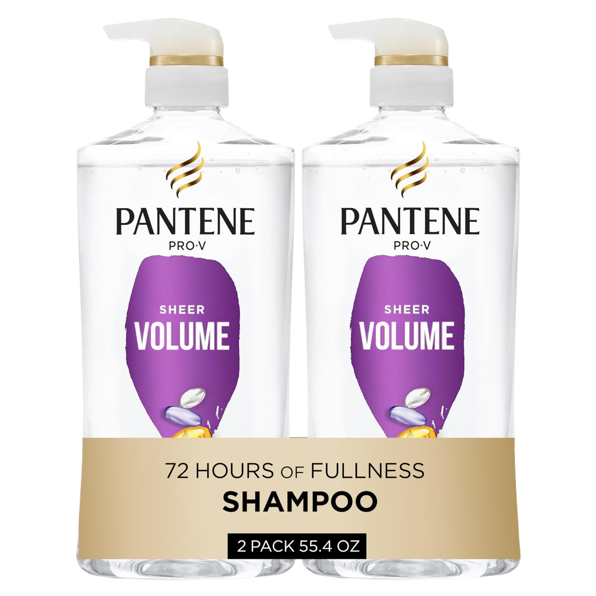 Pantene Shampoo, Classic Clean - Pro-V Nutrients for Dry, Color-Treated Hair, Healthy Looking Hair Every Wash, Antioxidant-Rich, 27.7 Oz Each, 2-Pack + Miracle Rescue Shot (0.5 Oz)