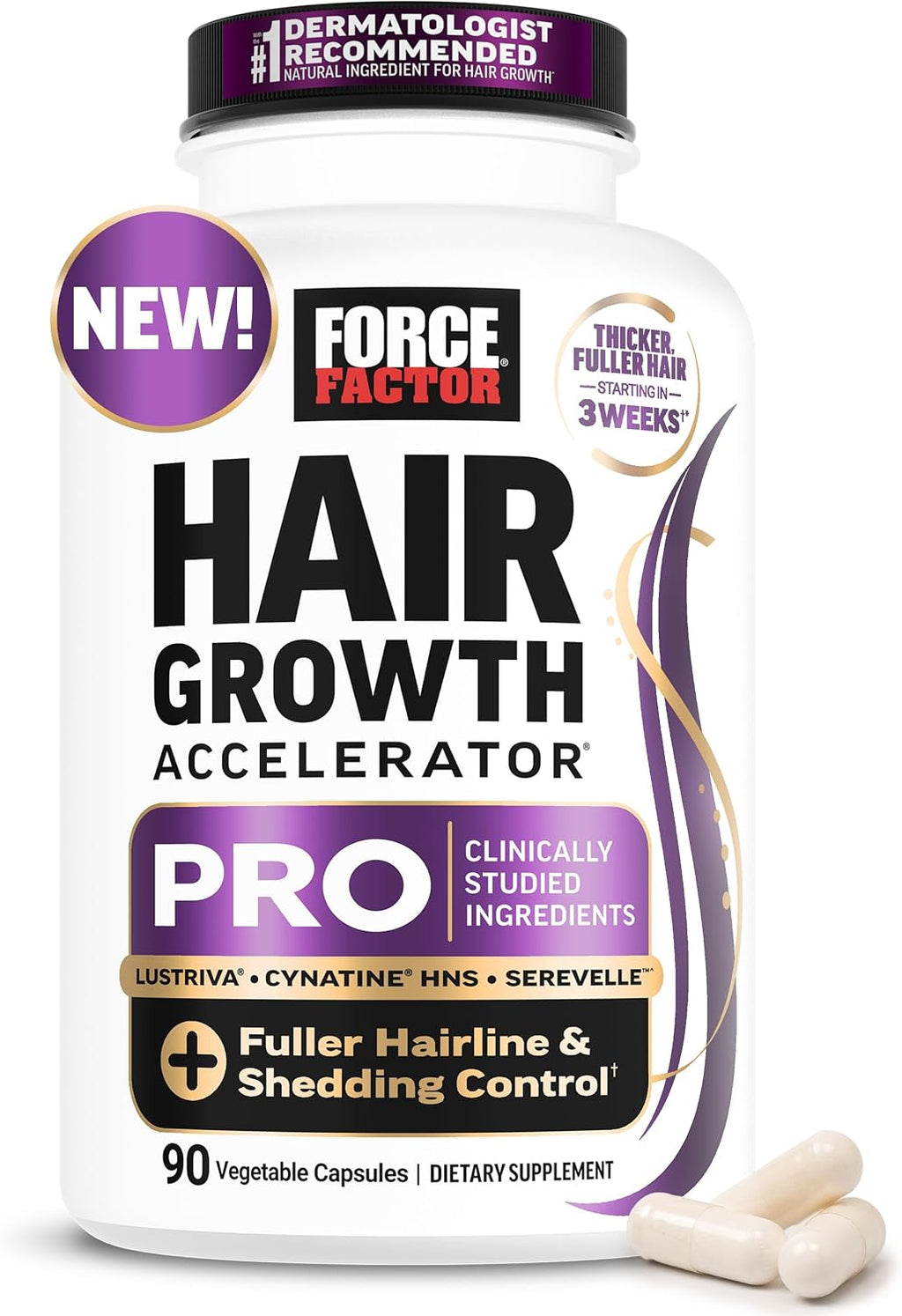 Force Factor Hair Growth Accelerator Pro with Clinically Studied Lustriva