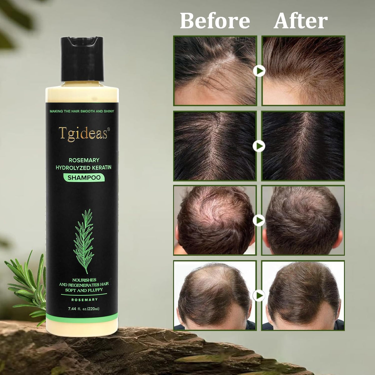 Tgideas Rosemary Biotin Volumizing Shampoo for Thinning Hair, 7.4 Fl Oz
