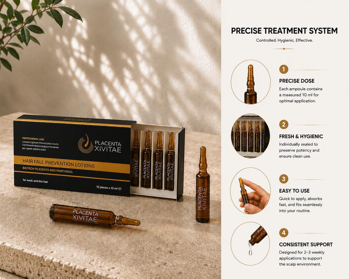 Placenta Hair Growth Serum Ampoules - Anti Hair Loss Treatment 12x10ml
