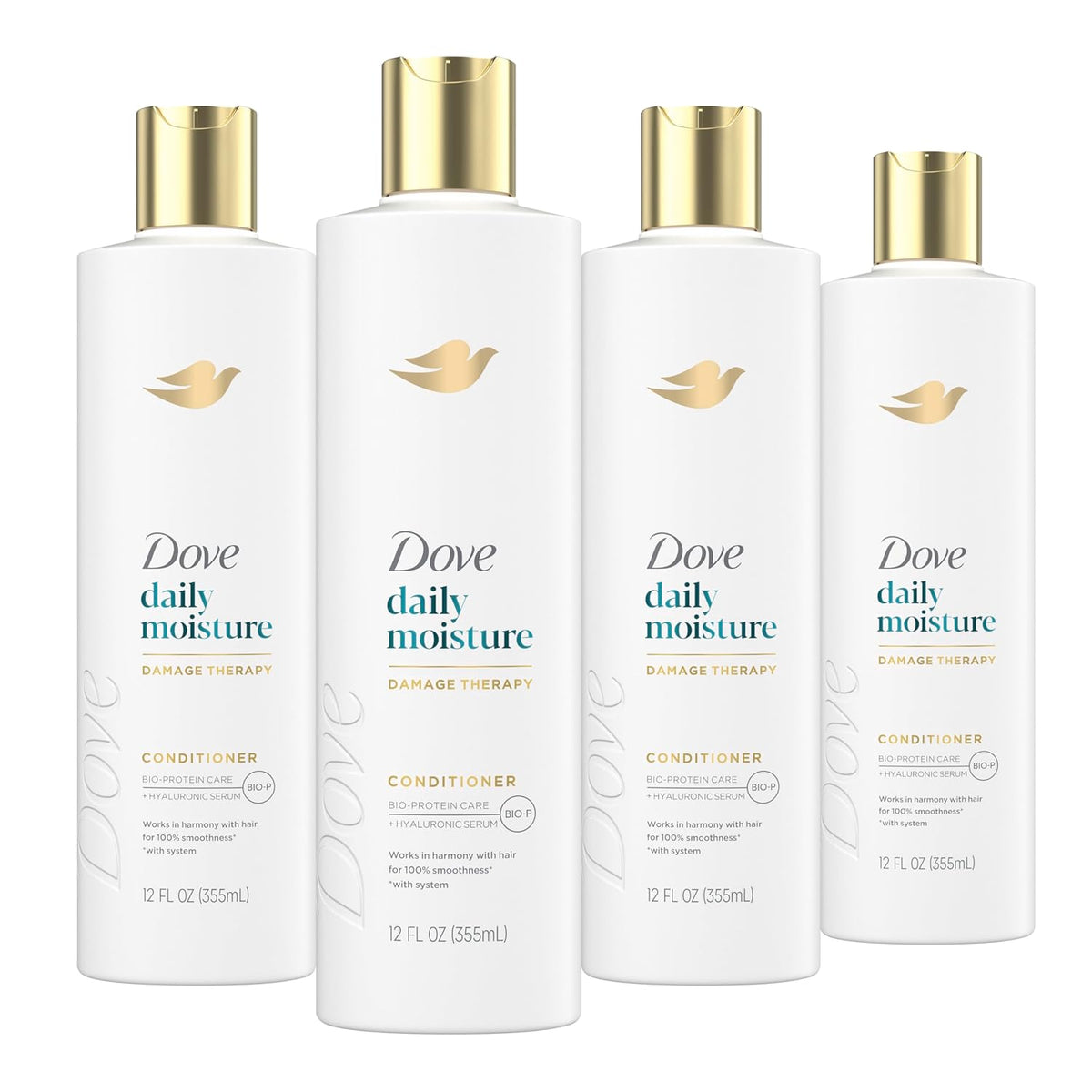 Dove Daily Moisture Conditioner for Dry Hair with Hyaluronic Serum 12oz 4ct
