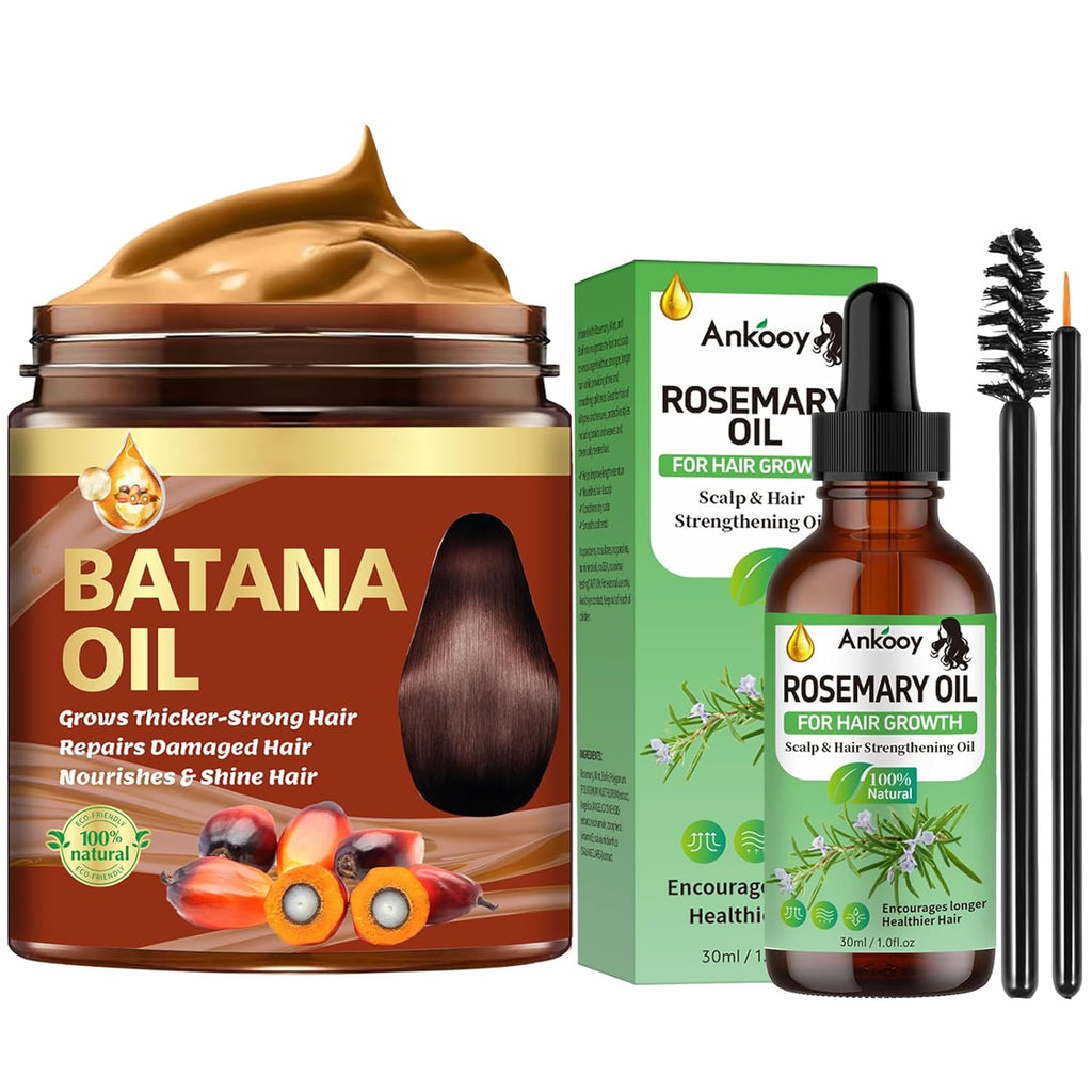 Batana Oil for Hair Growth & Rosemary Oil for Hair Growth,Raw Batana Hair Mask Rosemary Hair Growth Serum,Hair Oil for Dry Damaged Hair,Promotes Hair Thickness for Men Women