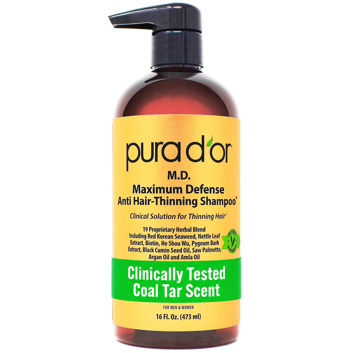 PURA D'OR Original Gold Label Anti-Hair Thinning Biotin Shampoo, 16oz