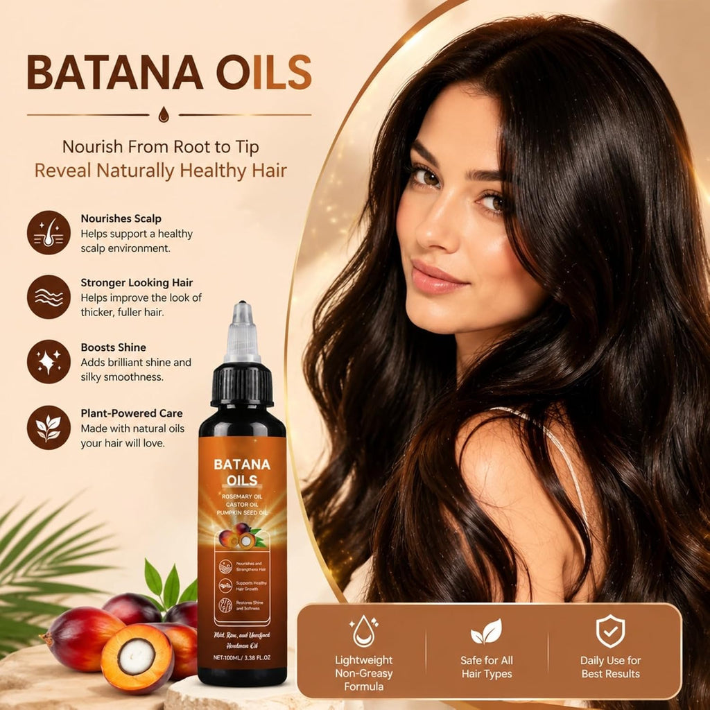 Natural Batana Oil for Hair Growth with Rosemary, Castor, and Pumpkin Seed Oils,Strengthen Hair Roots Make Smooth,Hair Growth Thickening Product - Hair Loss Treatments for Women Men,3.38 fl oz