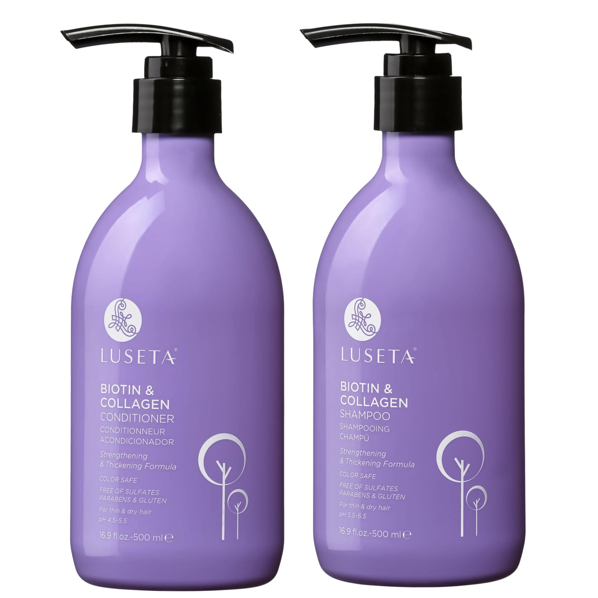 Luseta Biotin and Collagen Hair Growth Shampoo - 16.9oz, Hair Loss & Thickening Shampoo for Men & Women, Vitamin B7 & Argan Oil, Sulfate & Paraben Free