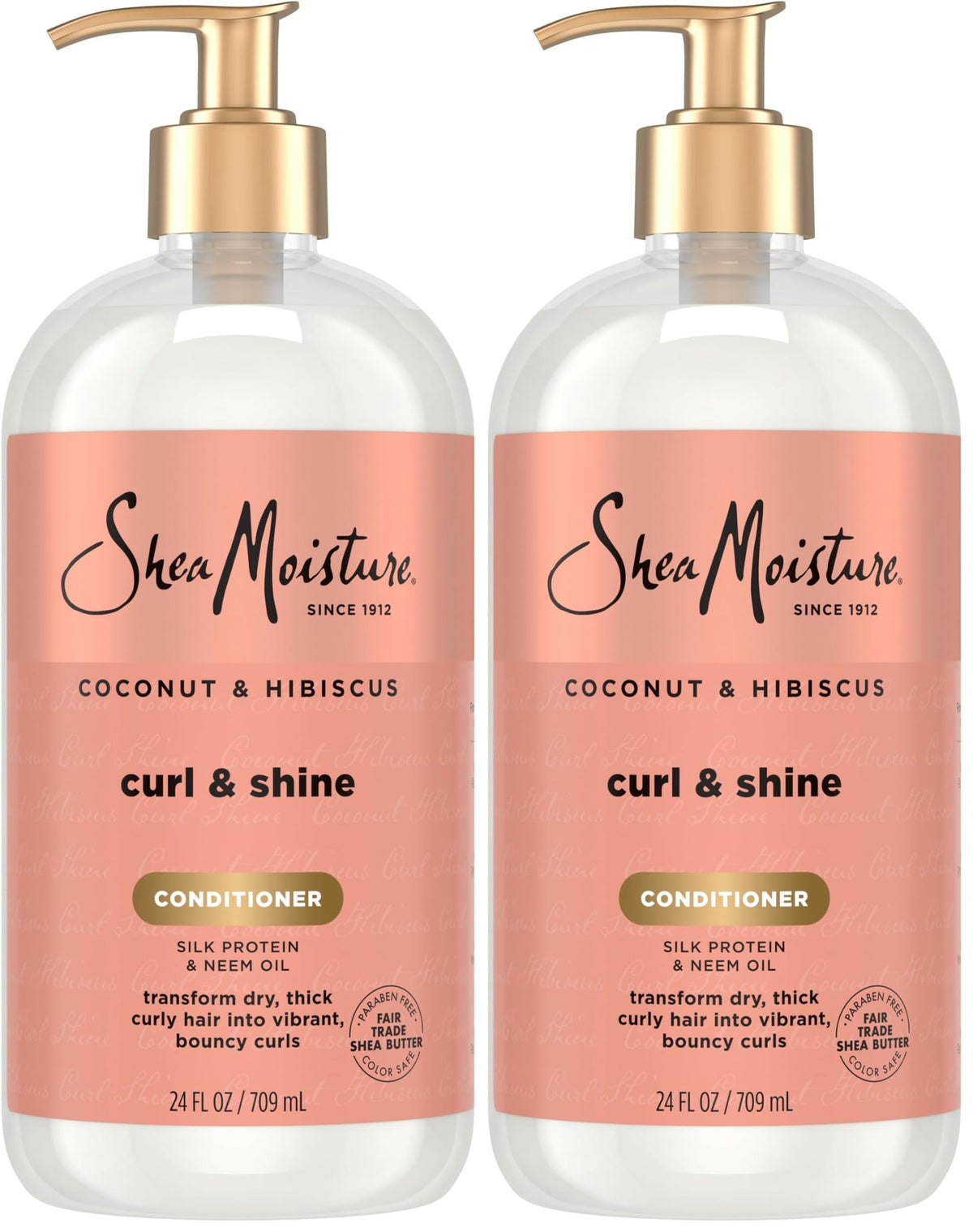 Shea Moisture Curl & Shine Conditioner Coconut & Hibiscus, for Thick, Curly Hair, to Moisturize & Soften, 24 oz