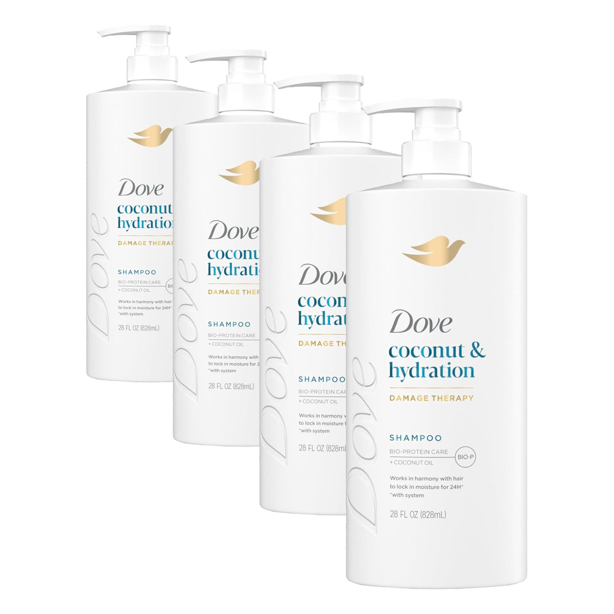 Dove Shampoo Coconut & Hydration for Dry Hair with Bio-Protein, 28 Fl Oz