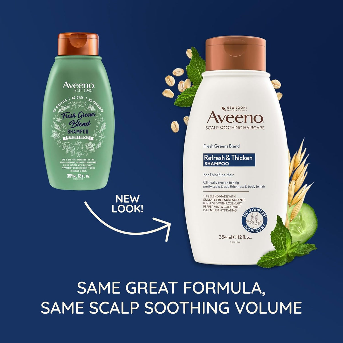Aveeno Fresh Greens Blend Natural Volumizing Shampoo, 12 fl oz