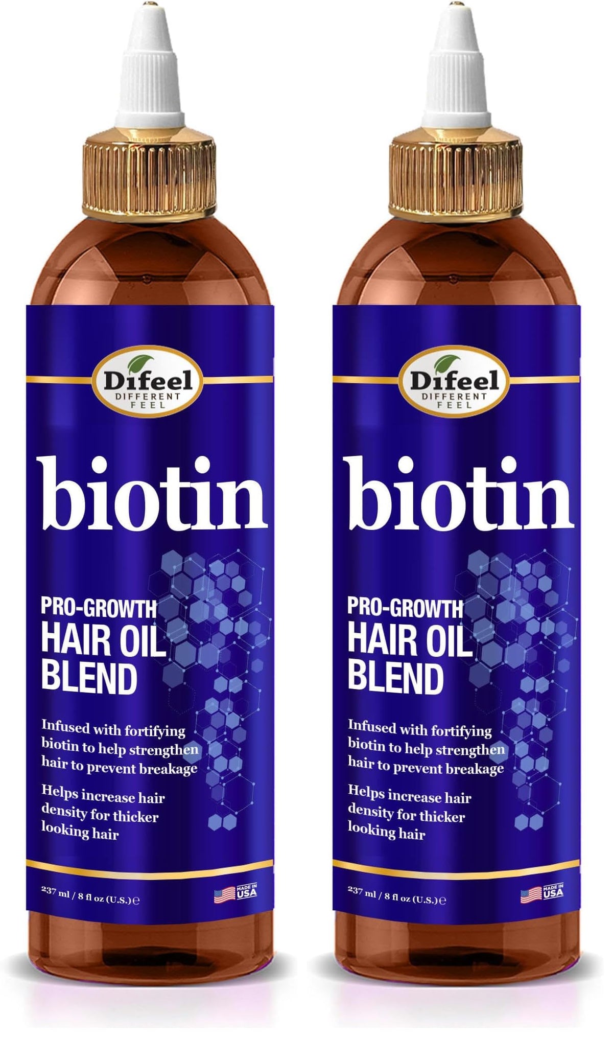 Difeel Biotin Pro-Growth Hair Oil Blend, 8 oz – Strengthens & Helps Reduce Breakage, Supports Thicker-Looking Hair, Lightweight Nourishing Formula, Made in USA