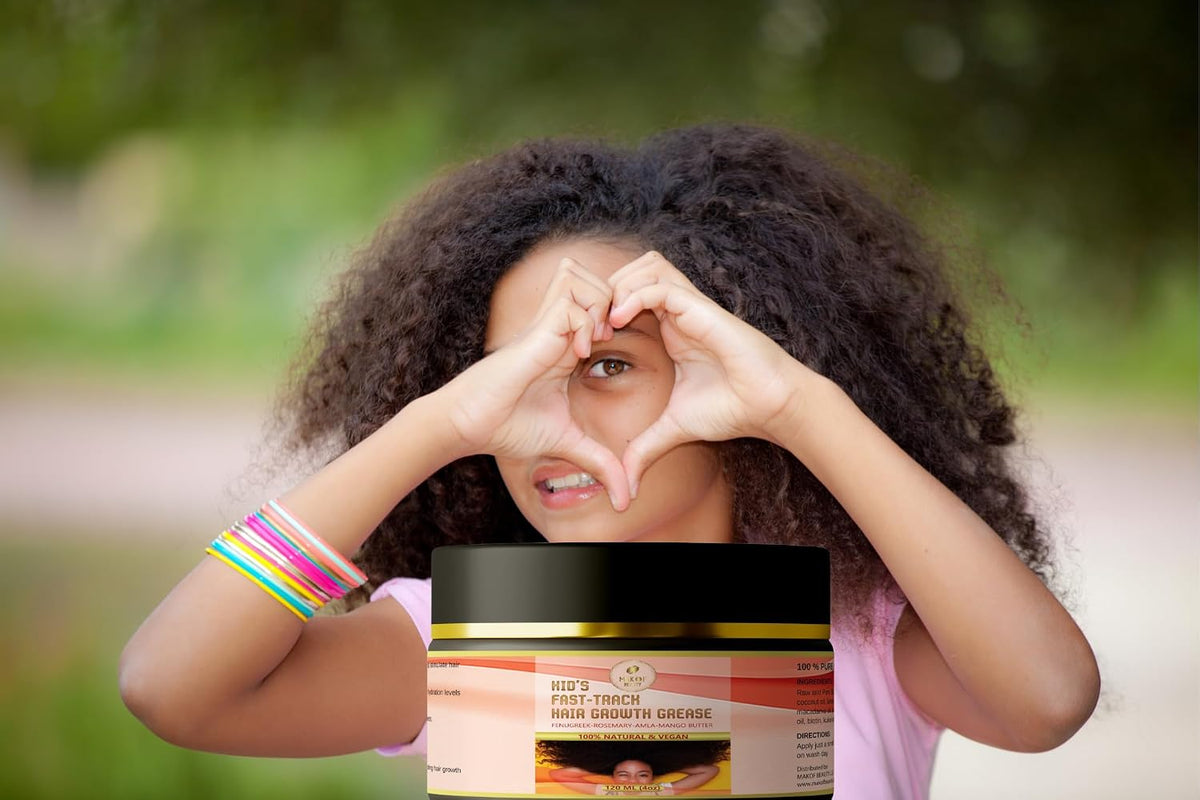 Kid's Hair Growth Grease with Raw Organic and Pure Batana Extract, Rosemary, Fenugreek, Amla oil Mango Butter. Improve Elasticity. Perfect Curly, coily and straight Hair types. 120 Ml