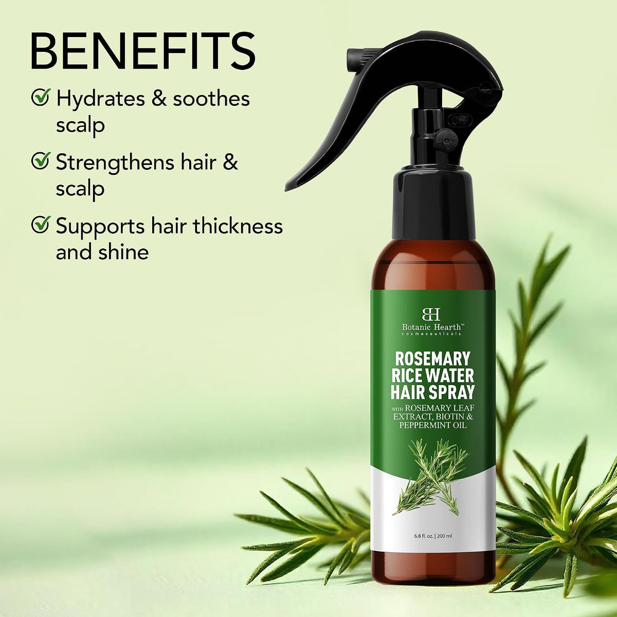 Botanic Hearth Rosemary & Rice Water Hair Growth Spray - 6.8 Fl oz