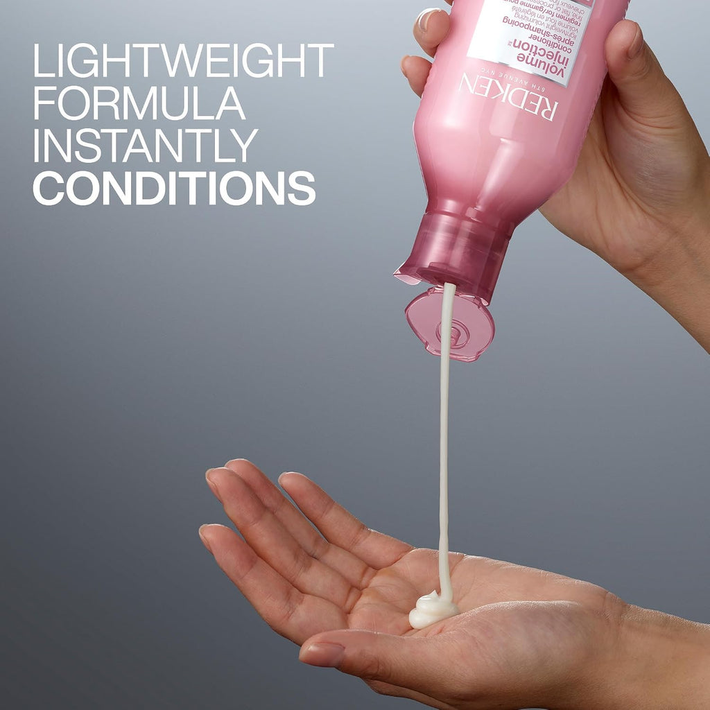 Redken Volume Injection Conditioner For Fine Hair - Adds Lift & Body, Volumizing & Detangling Without Weighing Down, Paraben Free