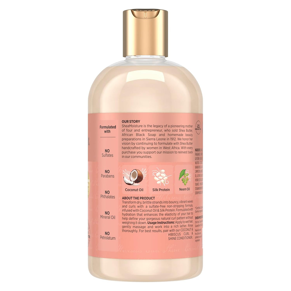 Shea Moisture Shampoo Curl and Shine for Curly Hair Coconut and Hibiscus Paraben Free Shampoo 13 oz