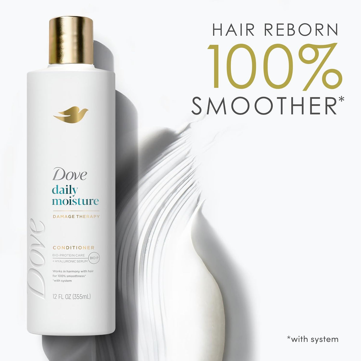 Dove Daily Moisture Conditioner for Dry Hair with Hyaluronic Serum 12oz 4ct