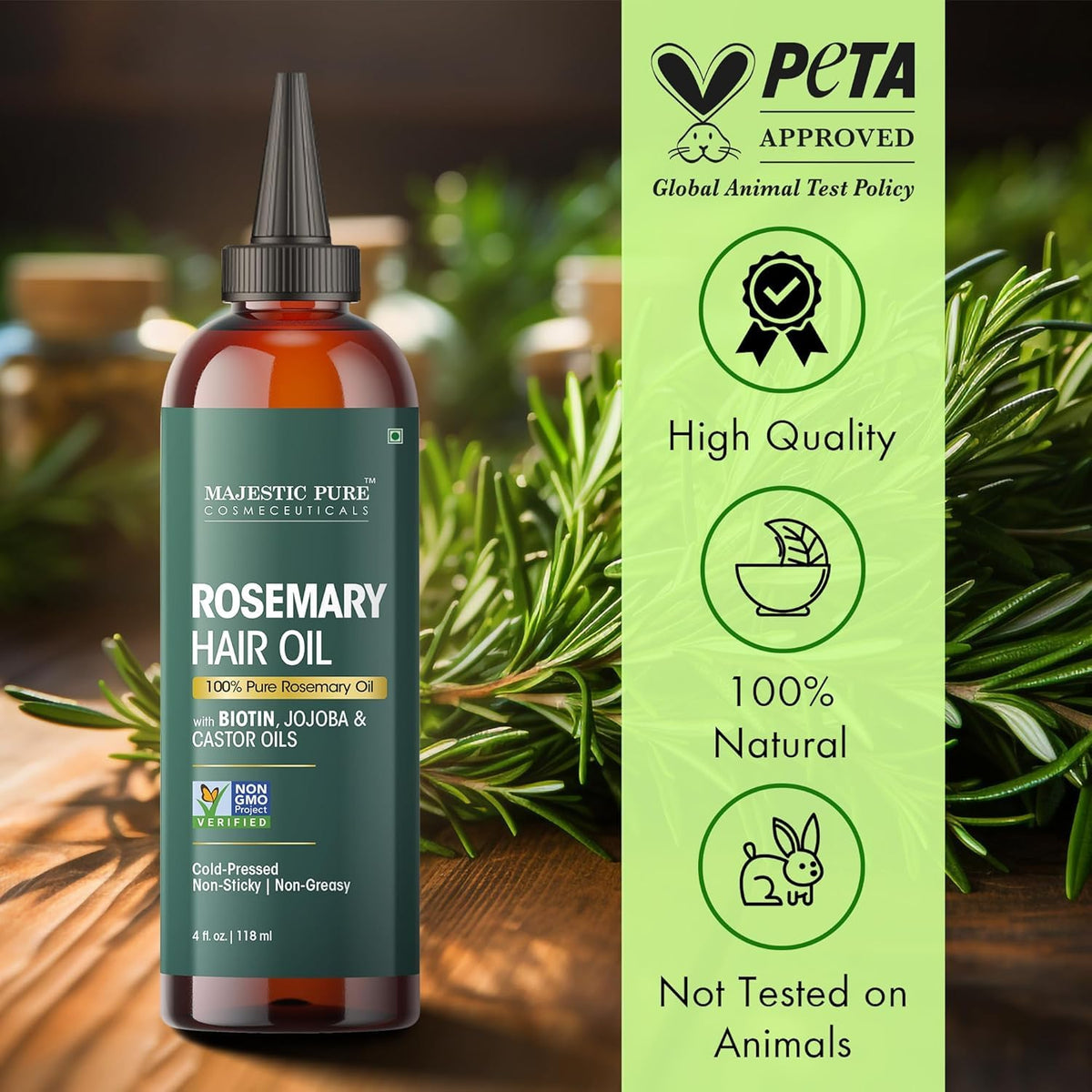 Majestic Pure Rosemary Hair Oil with Biotin - 4 Fl Oz
