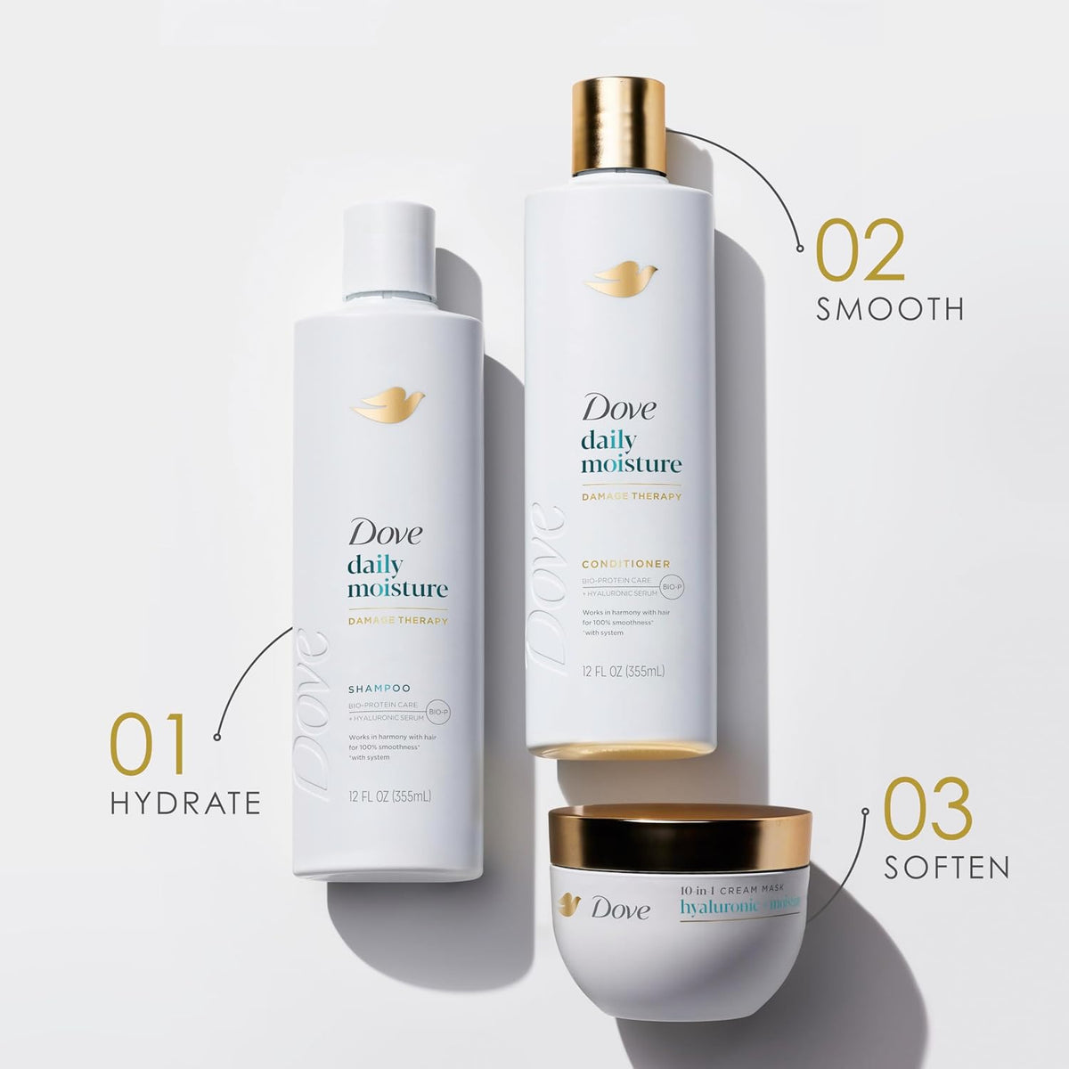 Dove Daily Moisture Conditioner for Dry Hair with Hyaluronic Serum 12oz 4ct