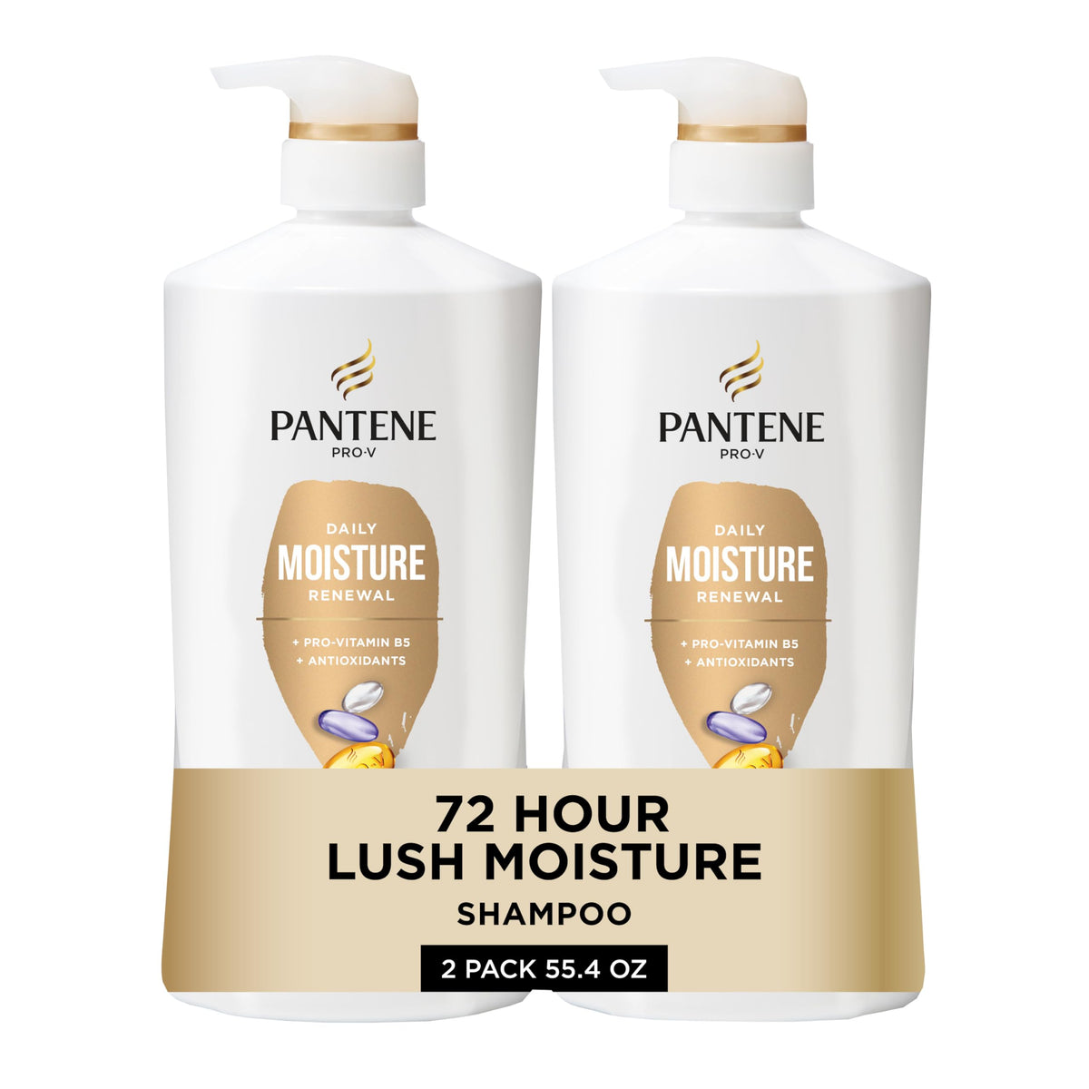 Pantene Shampoo, Classic Clean - Pro-V Nutrients for Dry, Color-Treated Hair, Healthy Looking Hair Every Wash, Antioxidant-Rich, 27.7 Oz Each, 2-Pack + Miracle Rescue Shot (0.5 Oz)